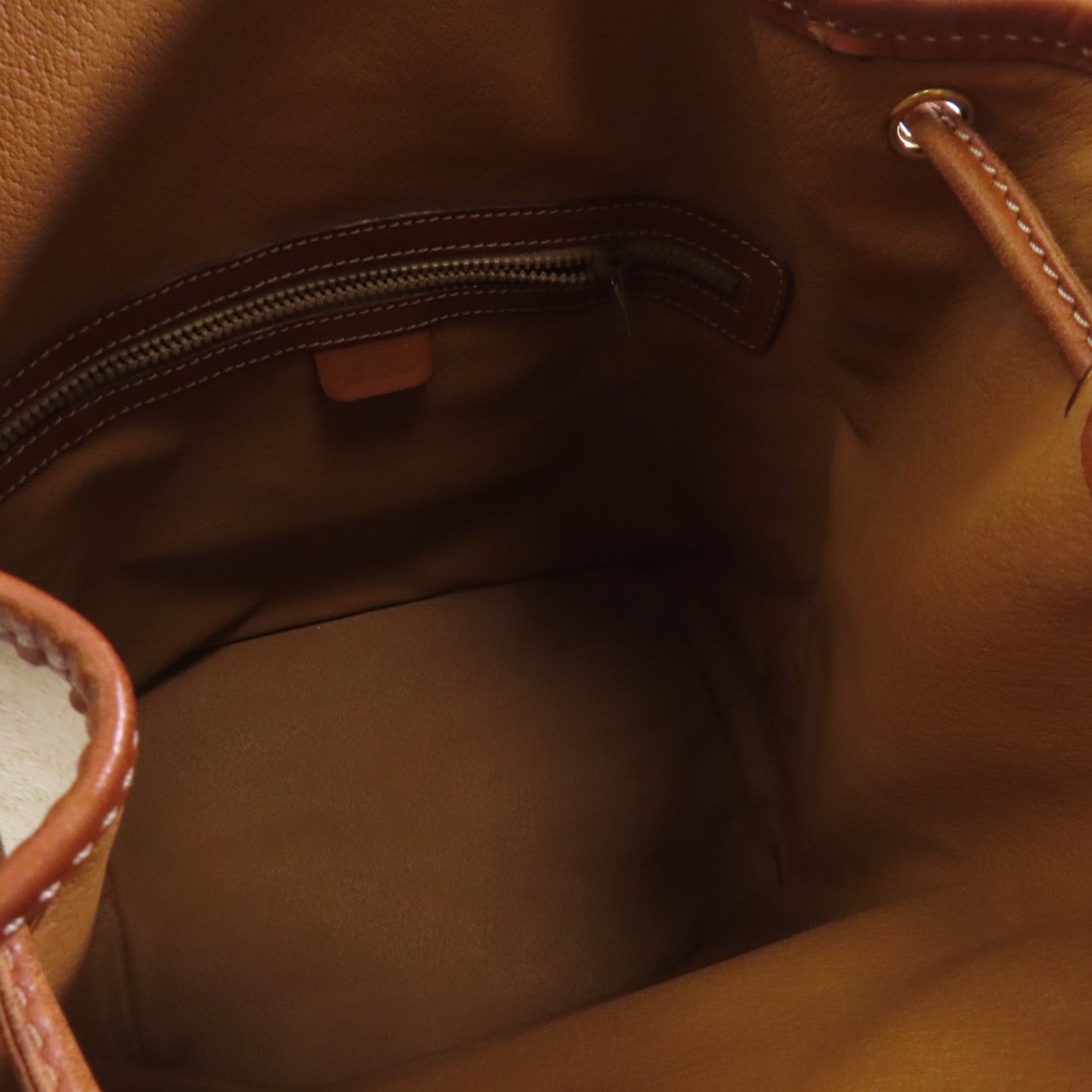 CELINE 塗層帆布/皮革Vintage Bucket Bag金扣肩背袋白色/啡色