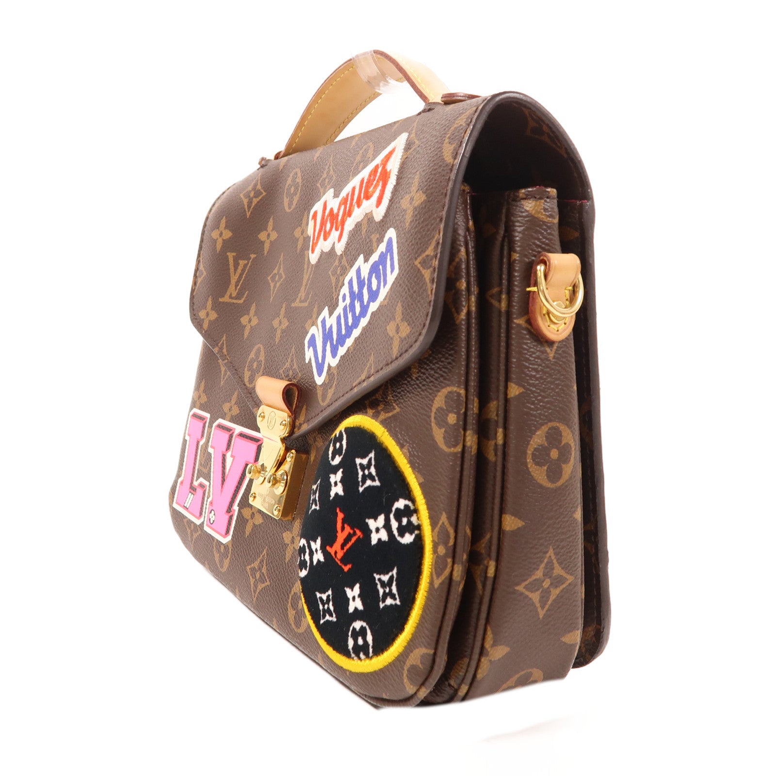 LOUIS VUITTON 【激減優惠】Monogram Patches Pochette Metis金扣手挽肩背兩用袋棕色