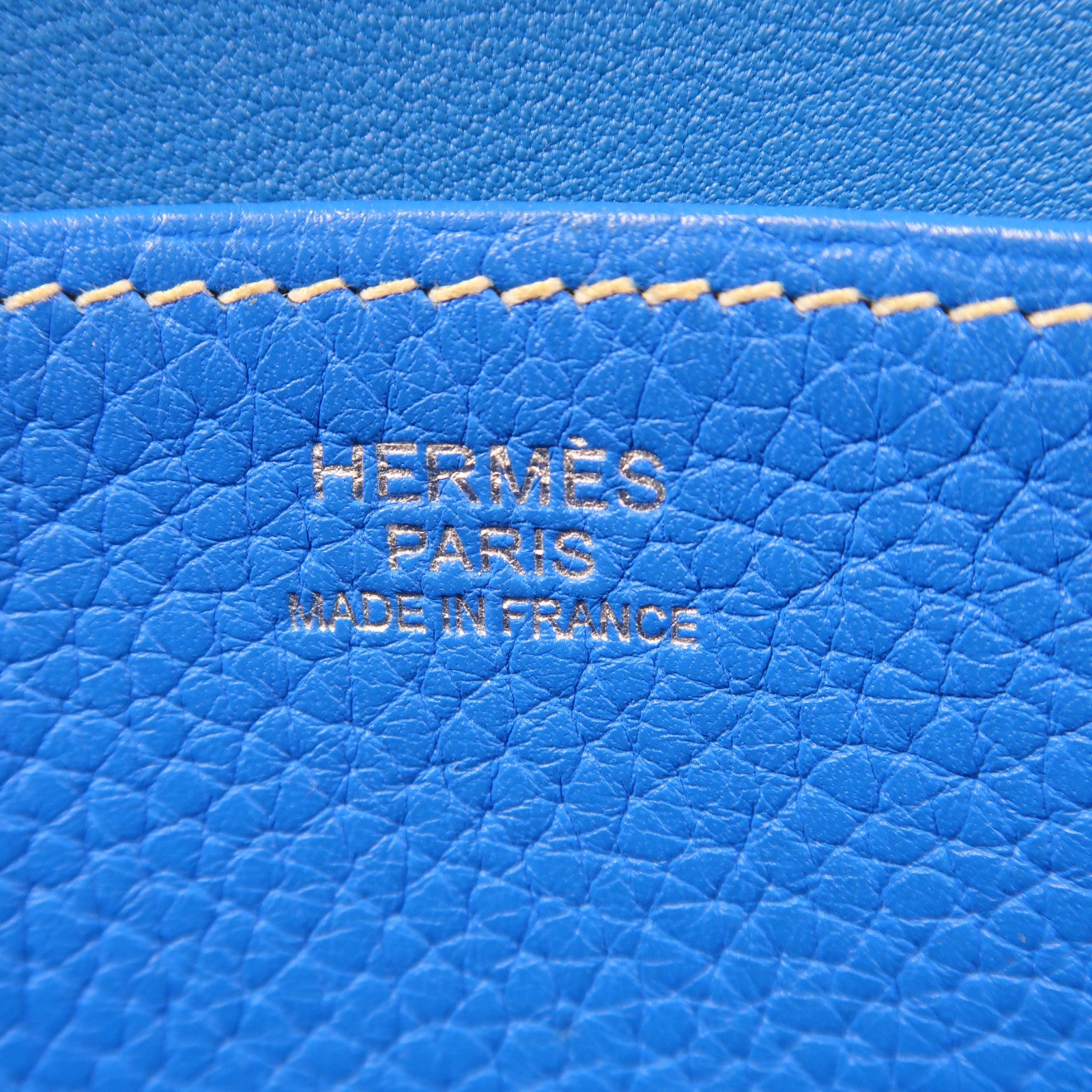 HERMES Clemence皮革Halzan 31銀扣手挽肩背兩用袋Bleu Zanzibar/藍色