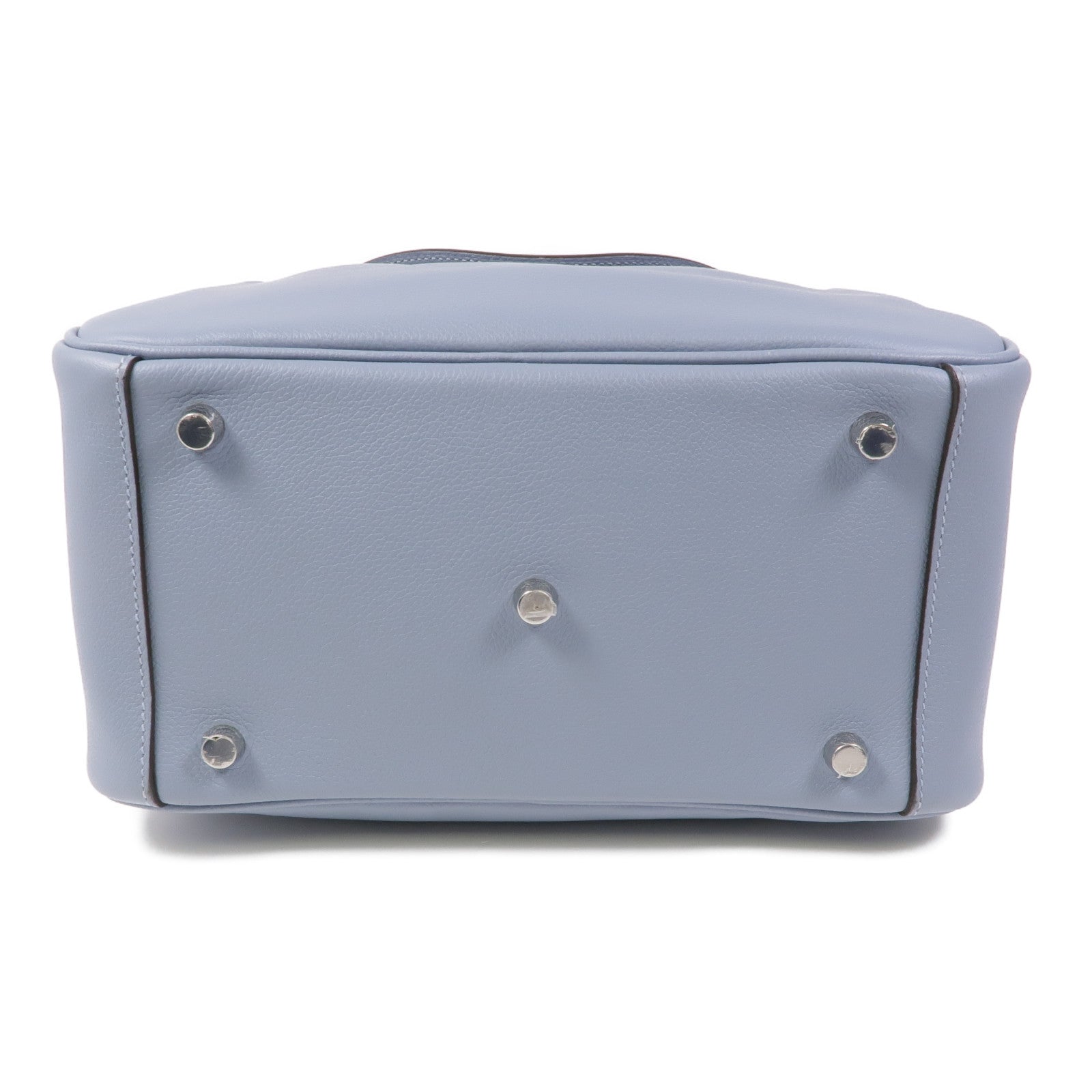 HERMES Evercolor皮革Lindy 26銀扣手挽肩背兩用袋8U Bleu Glacier