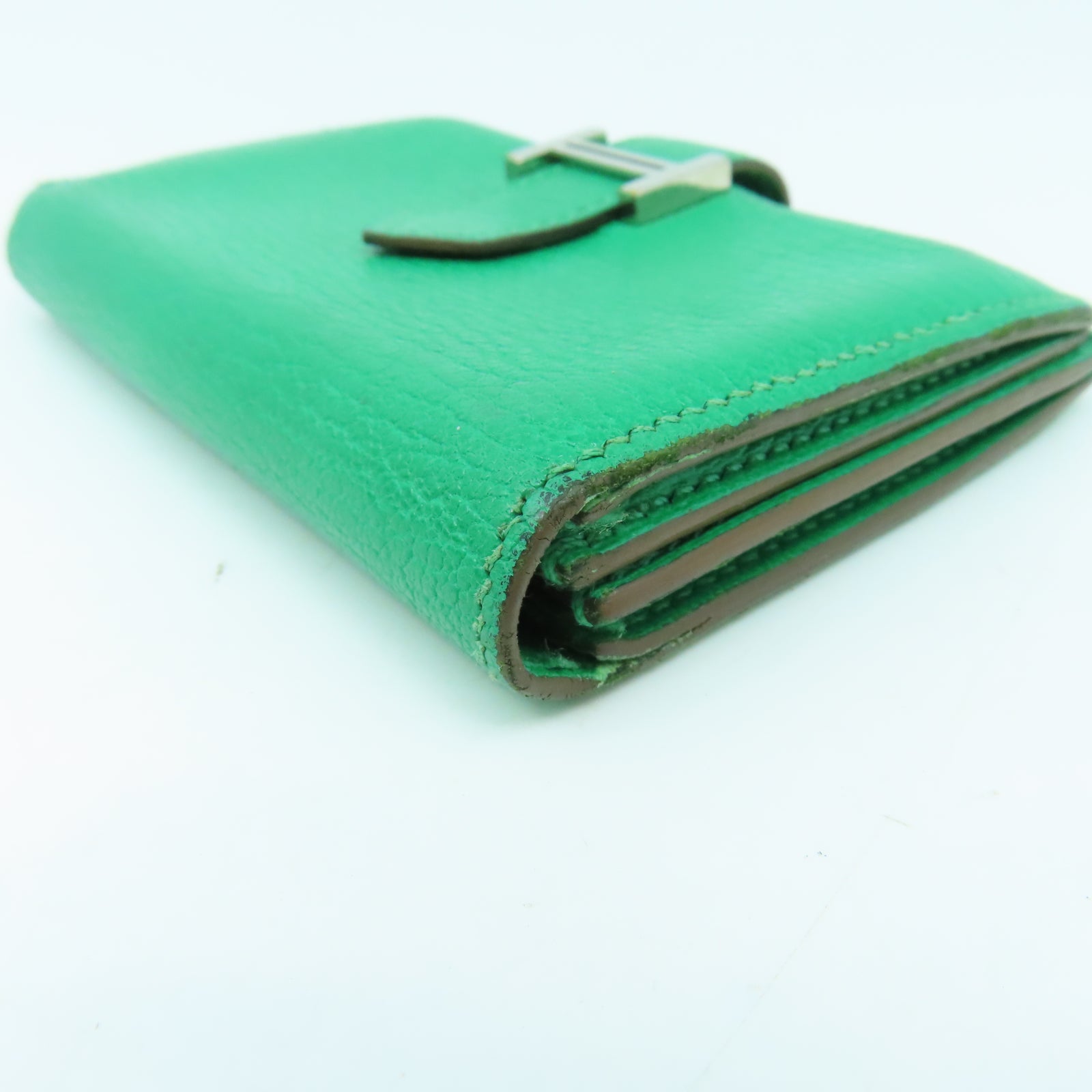 HERMES 【激減優惠】Chevre皮革Bearn Card Case銀扣卡片套綠色