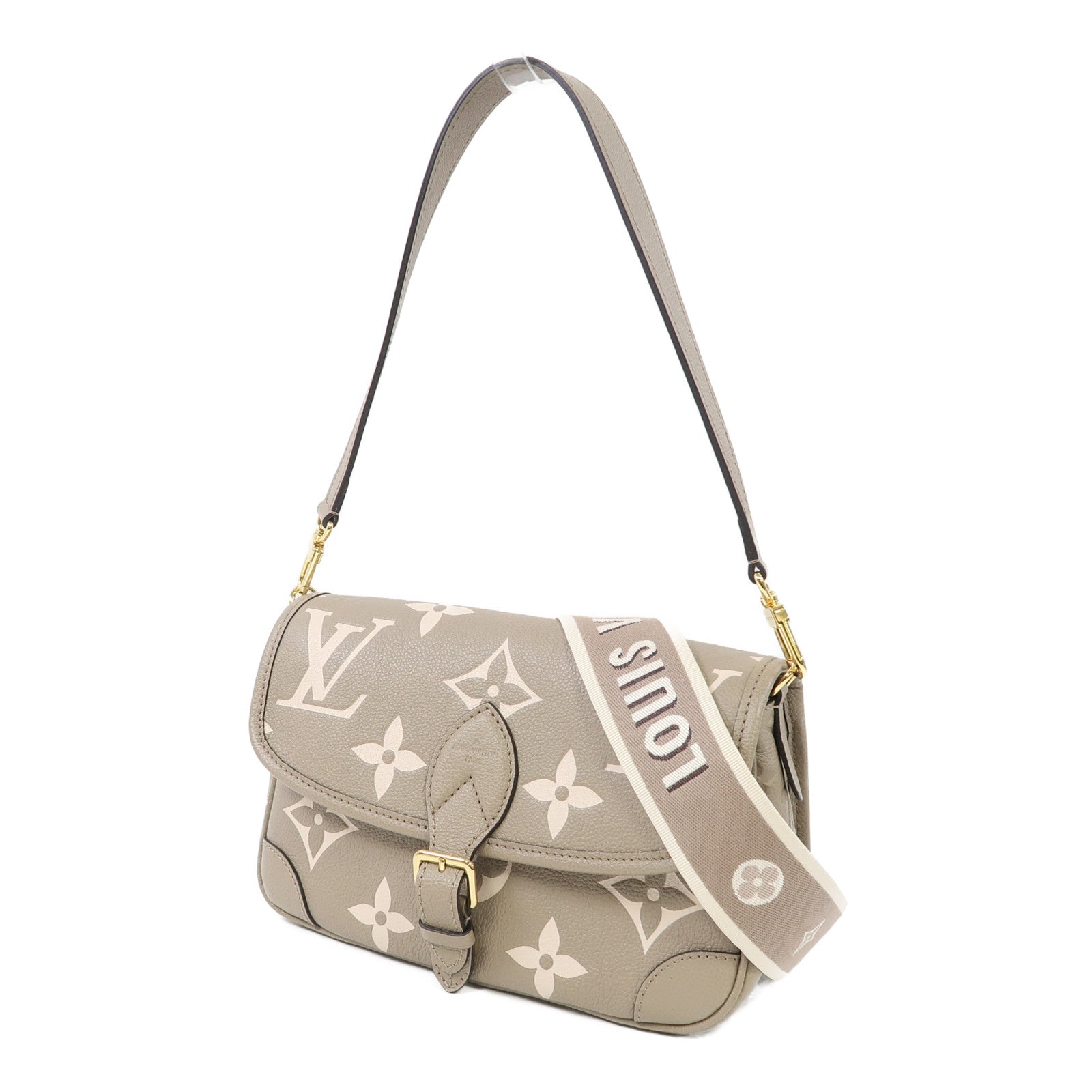 LOUIS VUITTON Monogram Empereinte Diane金扣肩背袋卡其色