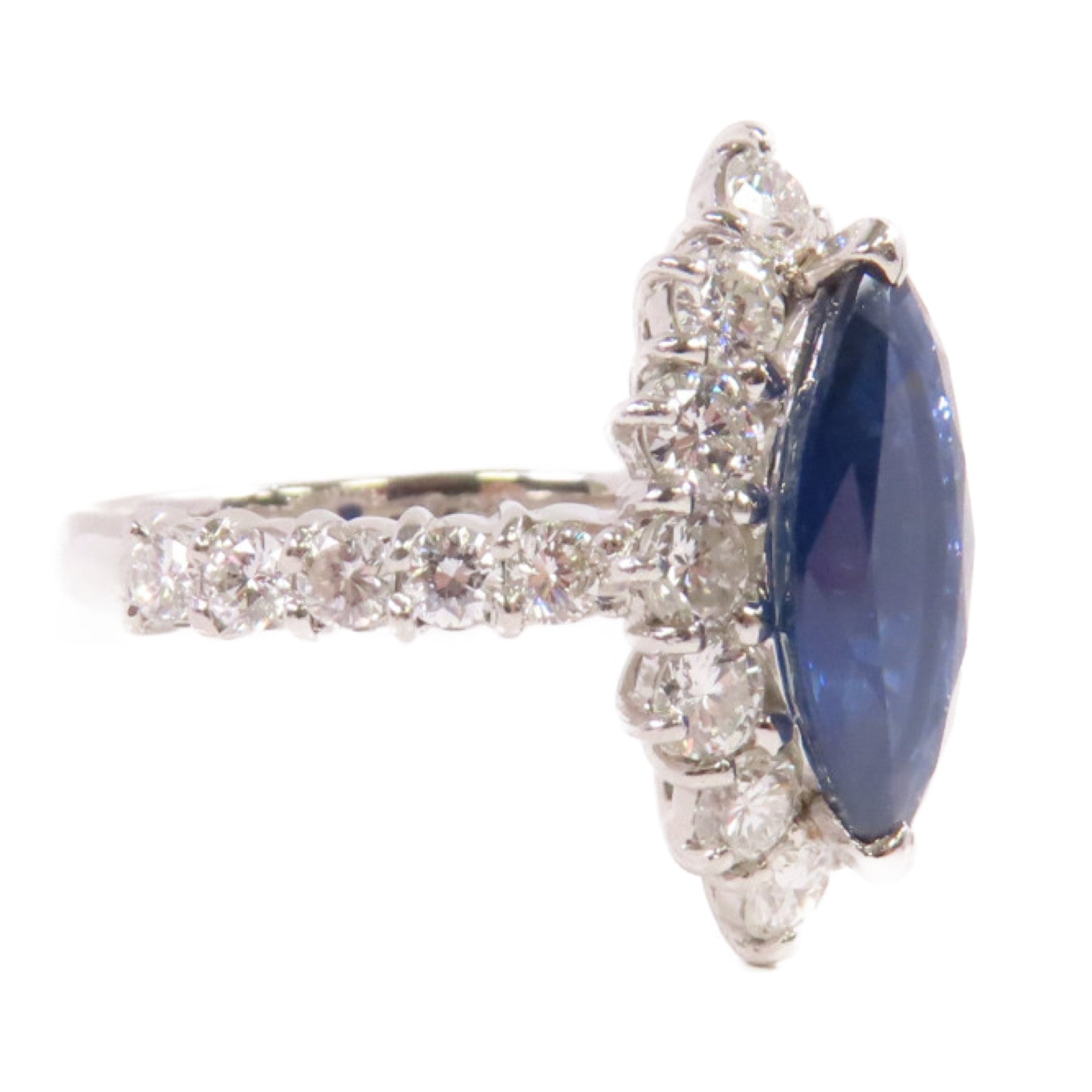 JEWELRY PT900鉑金/3.21ct藍寶石/1.83ct鑽石Sapphire Diamond Ring戒指US#6.75