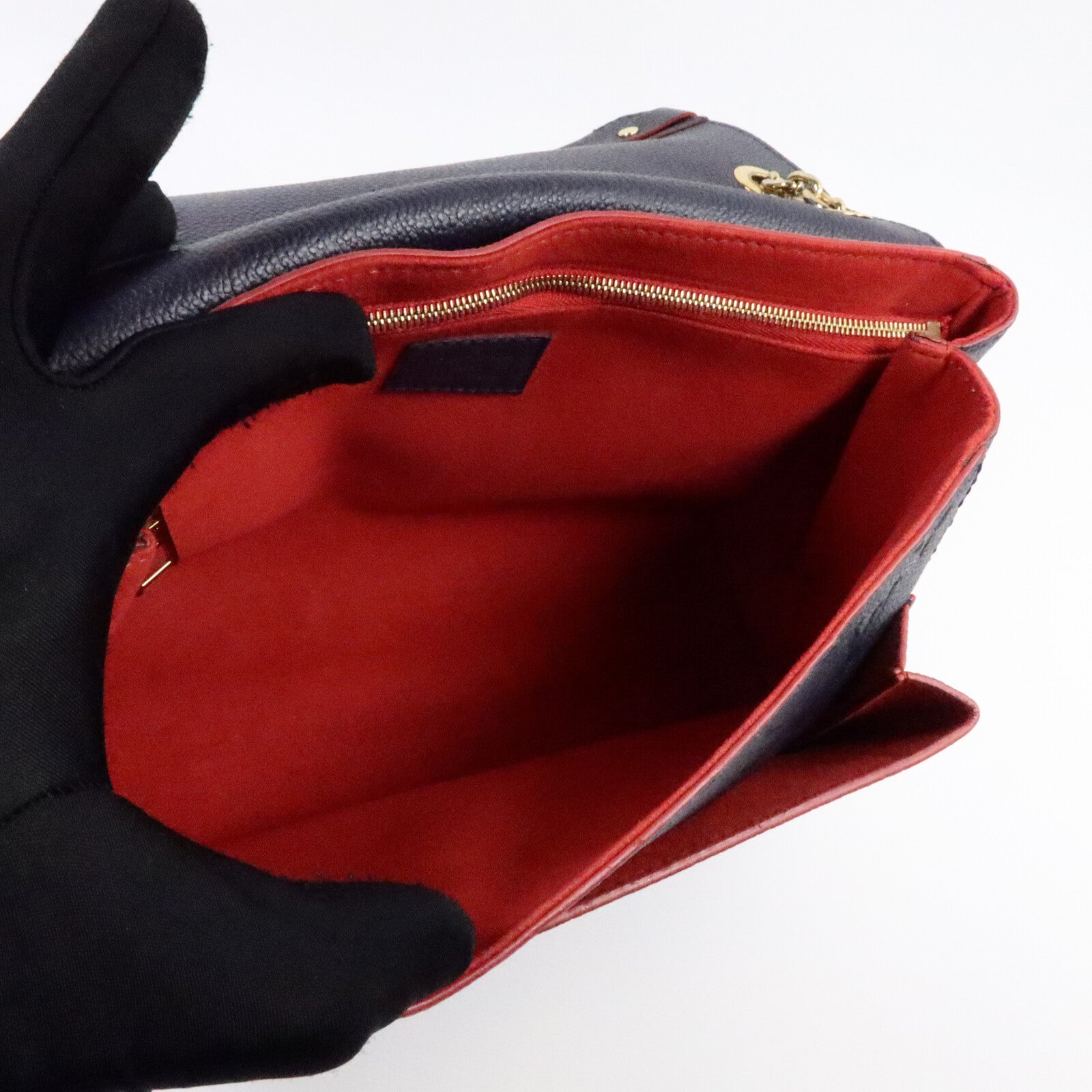 LOUIS VUITTON Monogram Empreinte Vavin PM金扣肩背袋深藍色