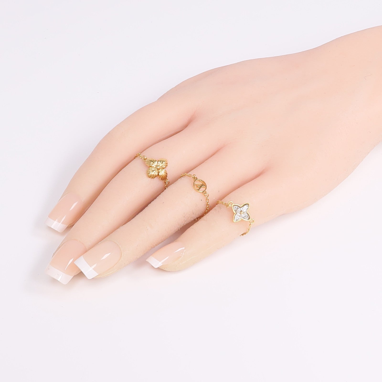 LOUIS VUITTON 金屬Burg Blooming Strass Ring Set戒指US#6.75/7.25/10