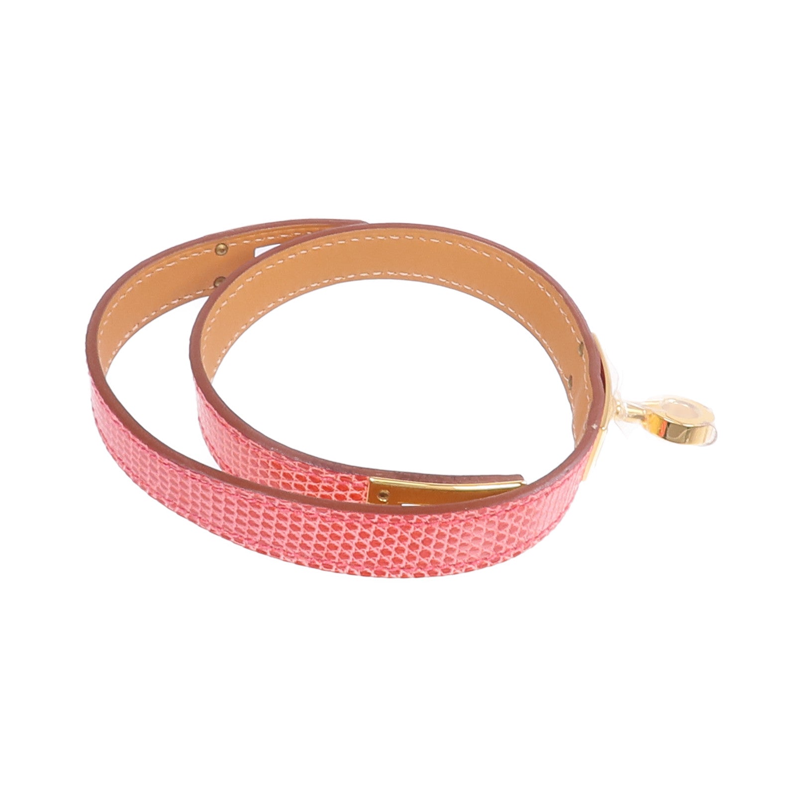 HERMES 【激減優惠】Lizard皮革Kelly Double Tour Bracelet金扣手帶