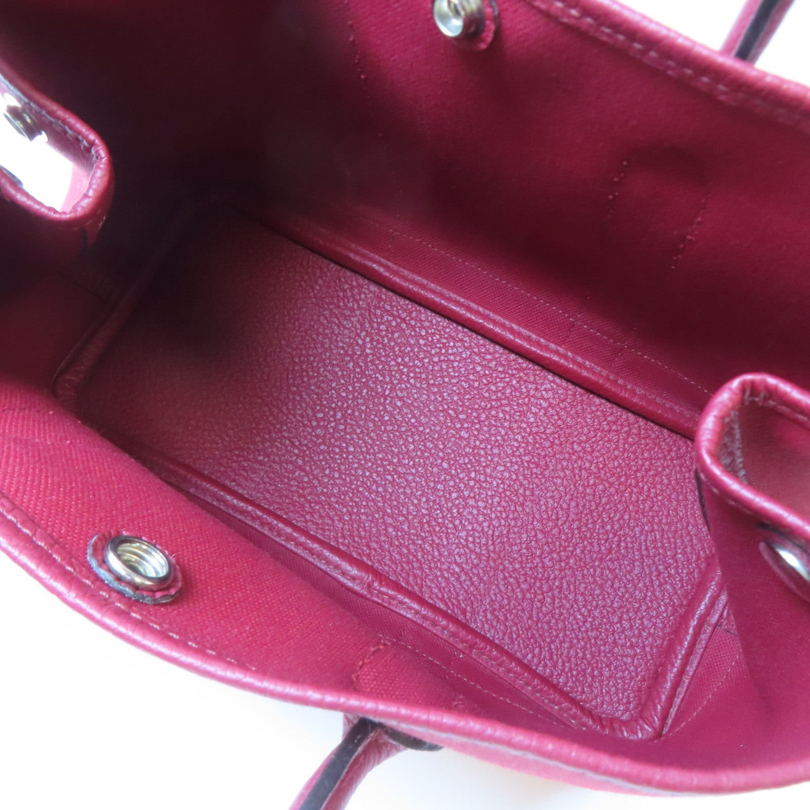 HERMES 【清倉大減價】帆布Garden Party TPM銀扣手挽袋Rouge Casaque/紅色