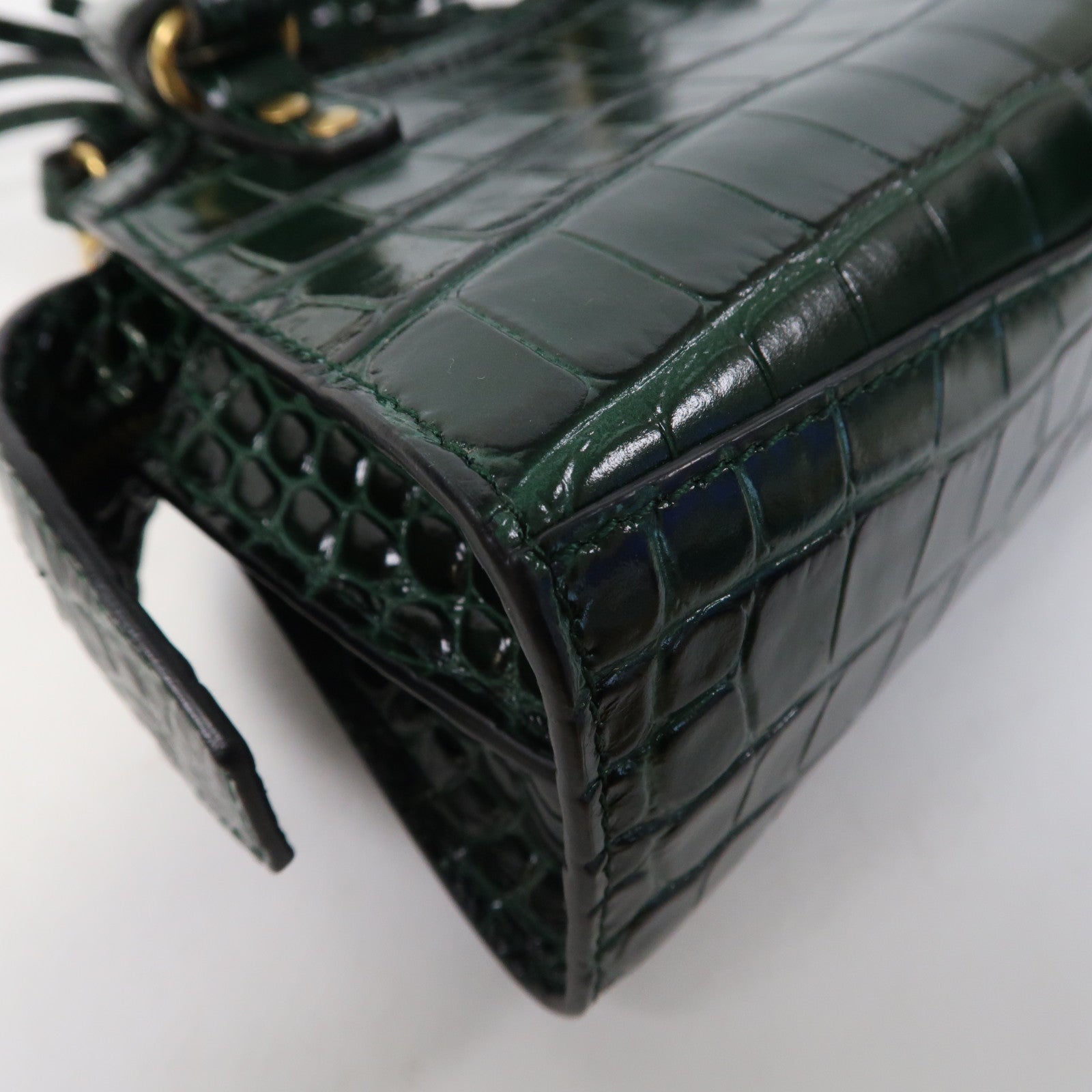 BALENCIAGA 牛皮皮革Neo Classic金扣手挽肩背兩用袋綠色