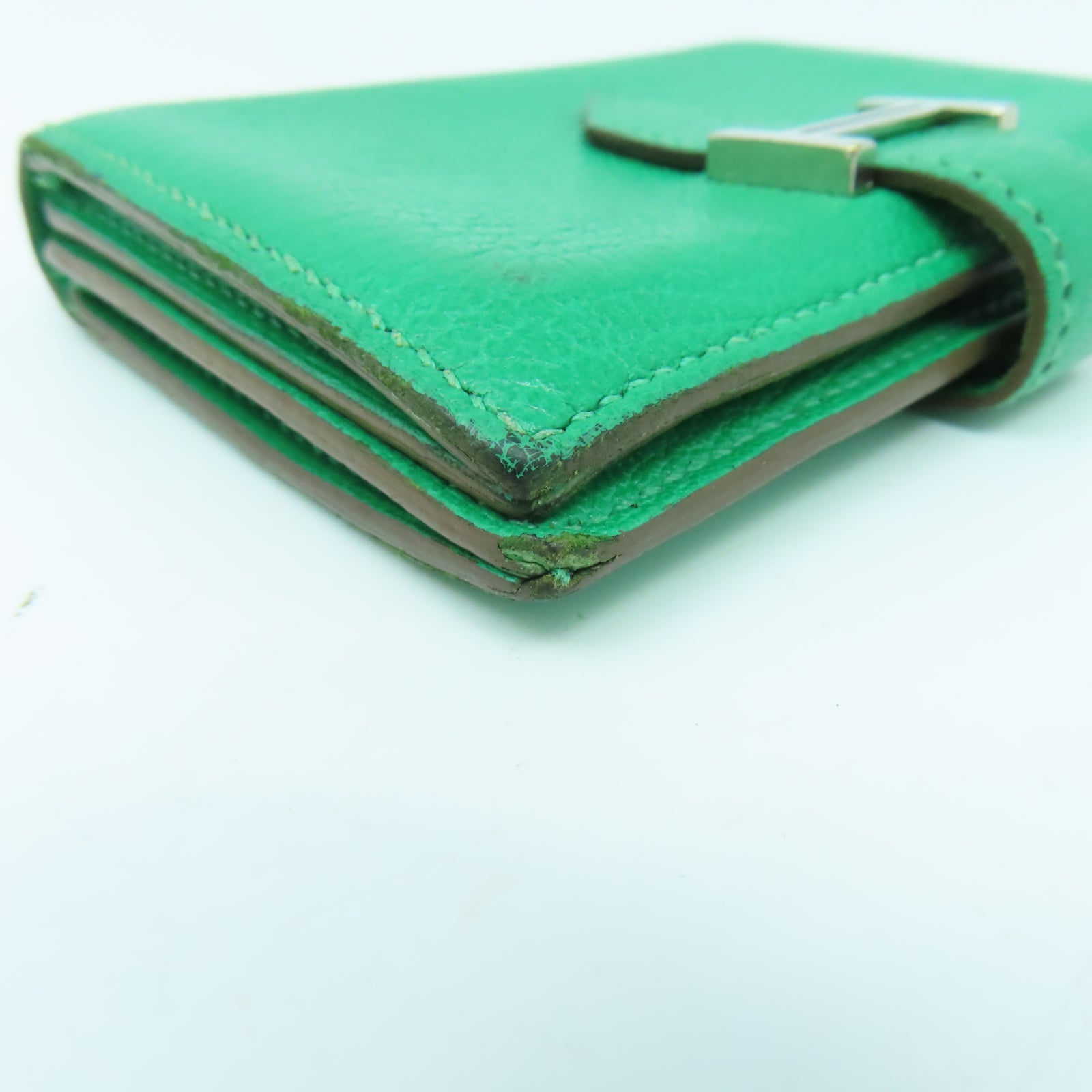 HERMES 【激減優惠】Chevre皮革Bearn Card Case銀扣卡片套綠色