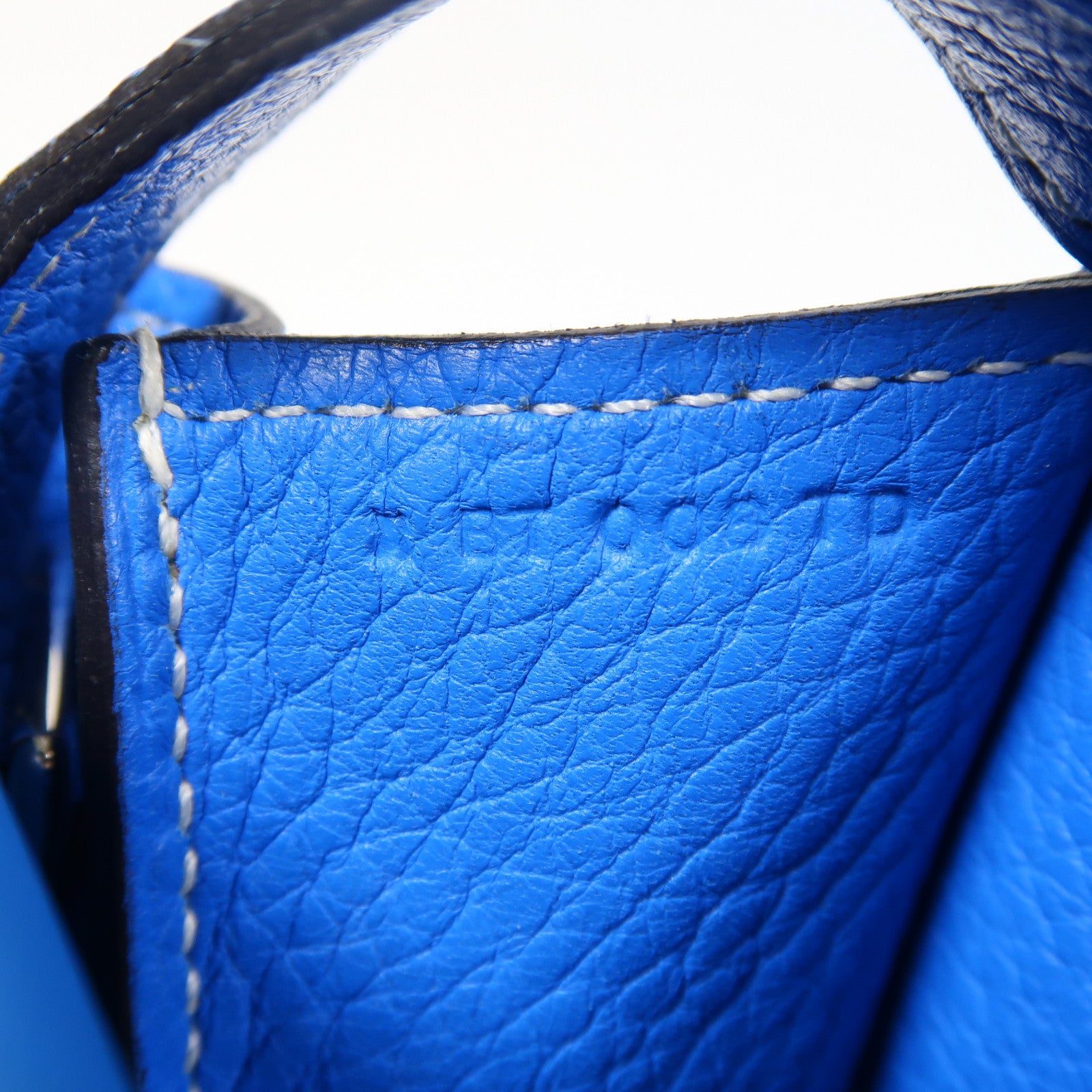 HERMES Clemence皮革Halzan 31銀扣手挽肩背兩用袋Bleu Zanzibar/藍色