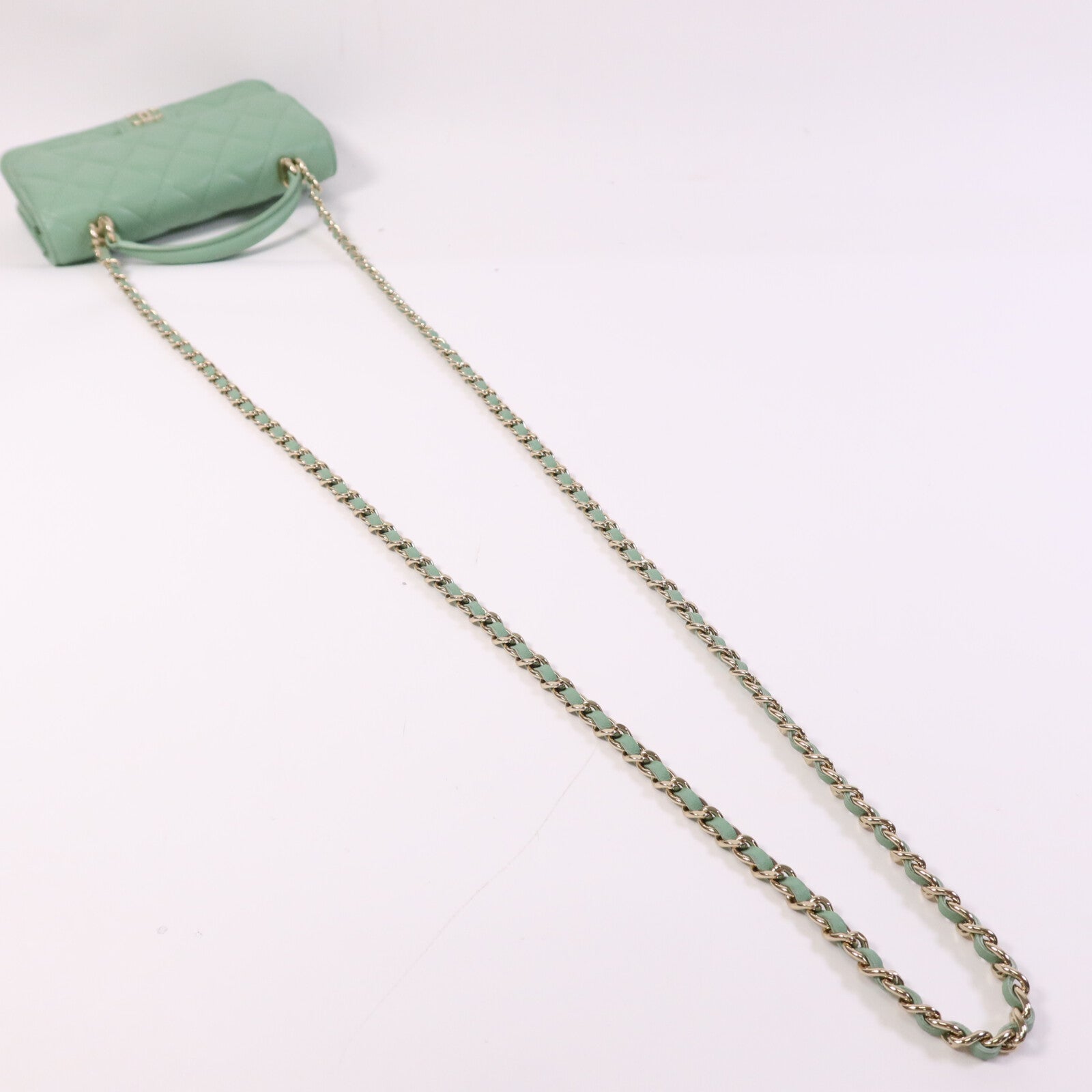 CHANEL 羊皮皮革WOC Wallet On Chain With Handle金扣鏈帶手挽肩背兩用袋