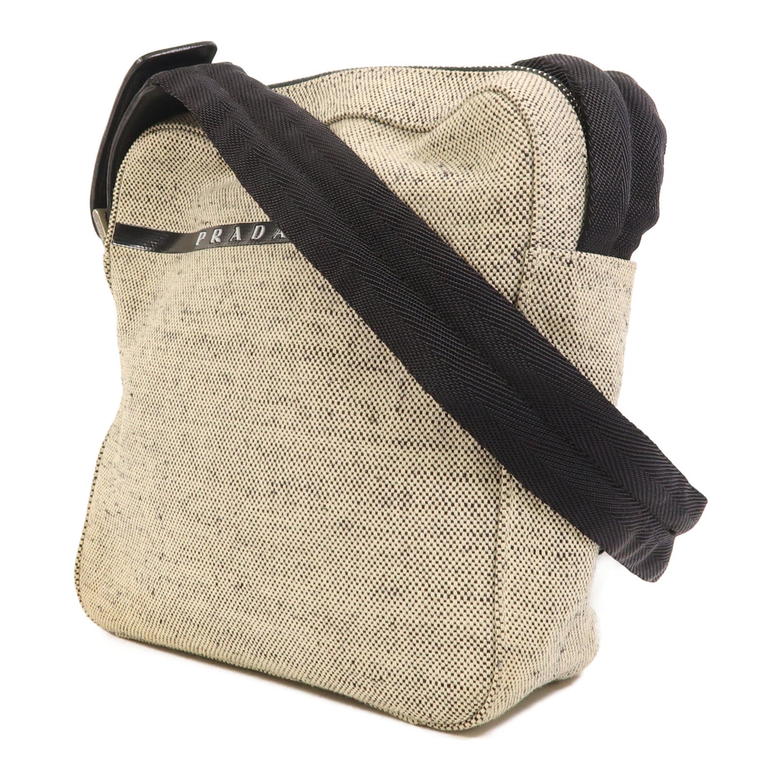PRADA 【激減優惠】帆布Shoulder Bag銀扣肩背袋
