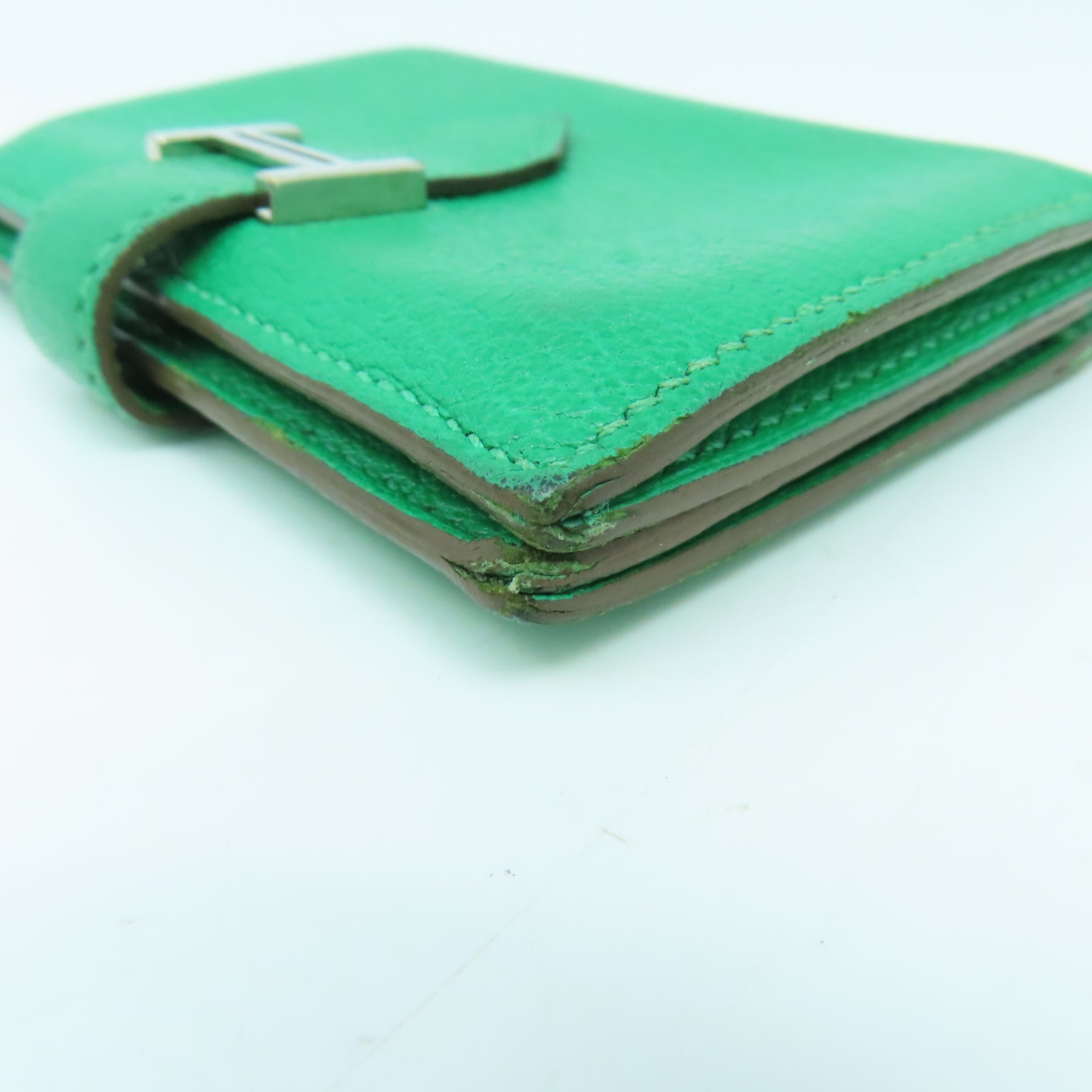HERMES 【激減優惠】Chevre皮革Bearn Card Case銀扣卡片套綠色