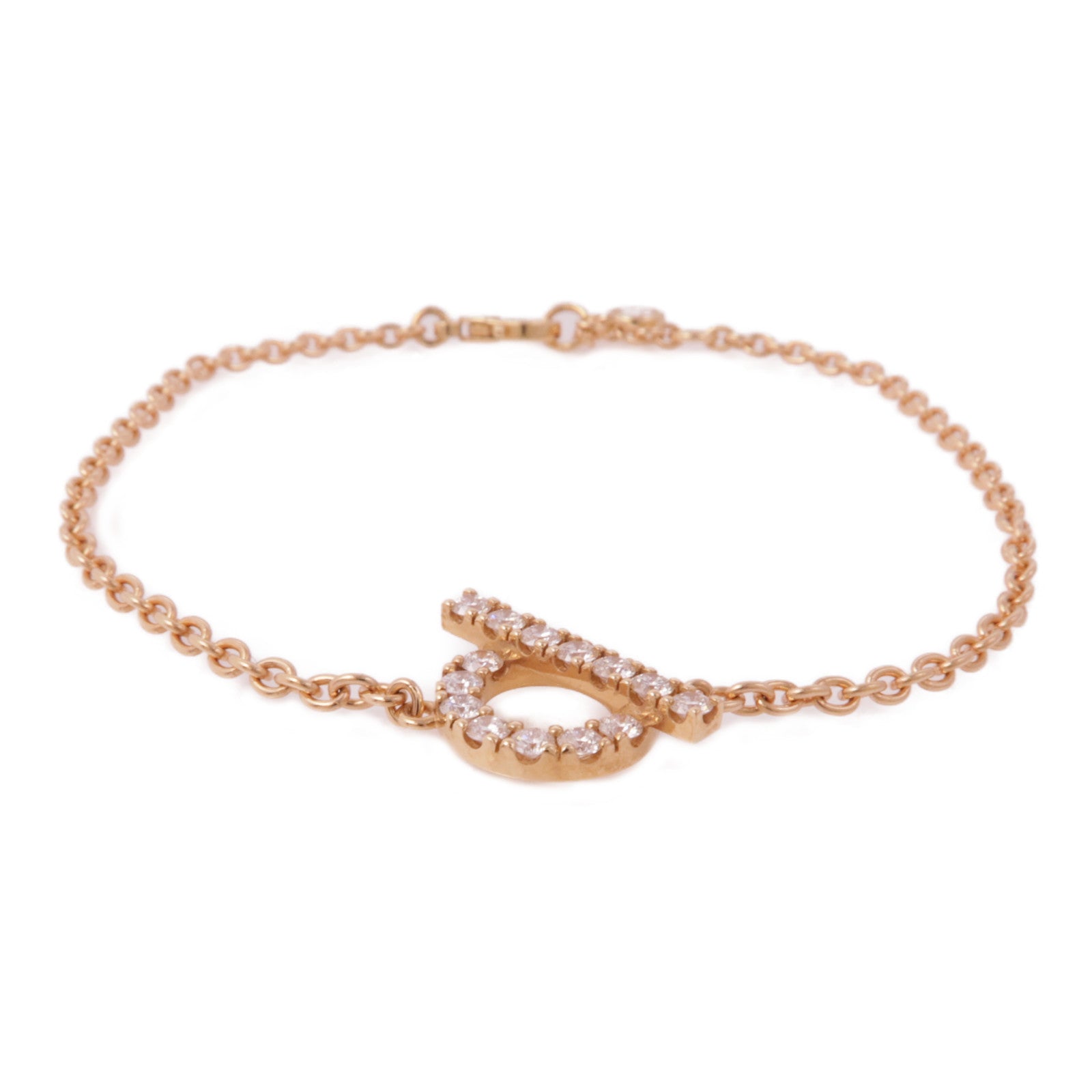 HERMES 18K玫瑰金/鑽石Finesse Bracelet手鏈