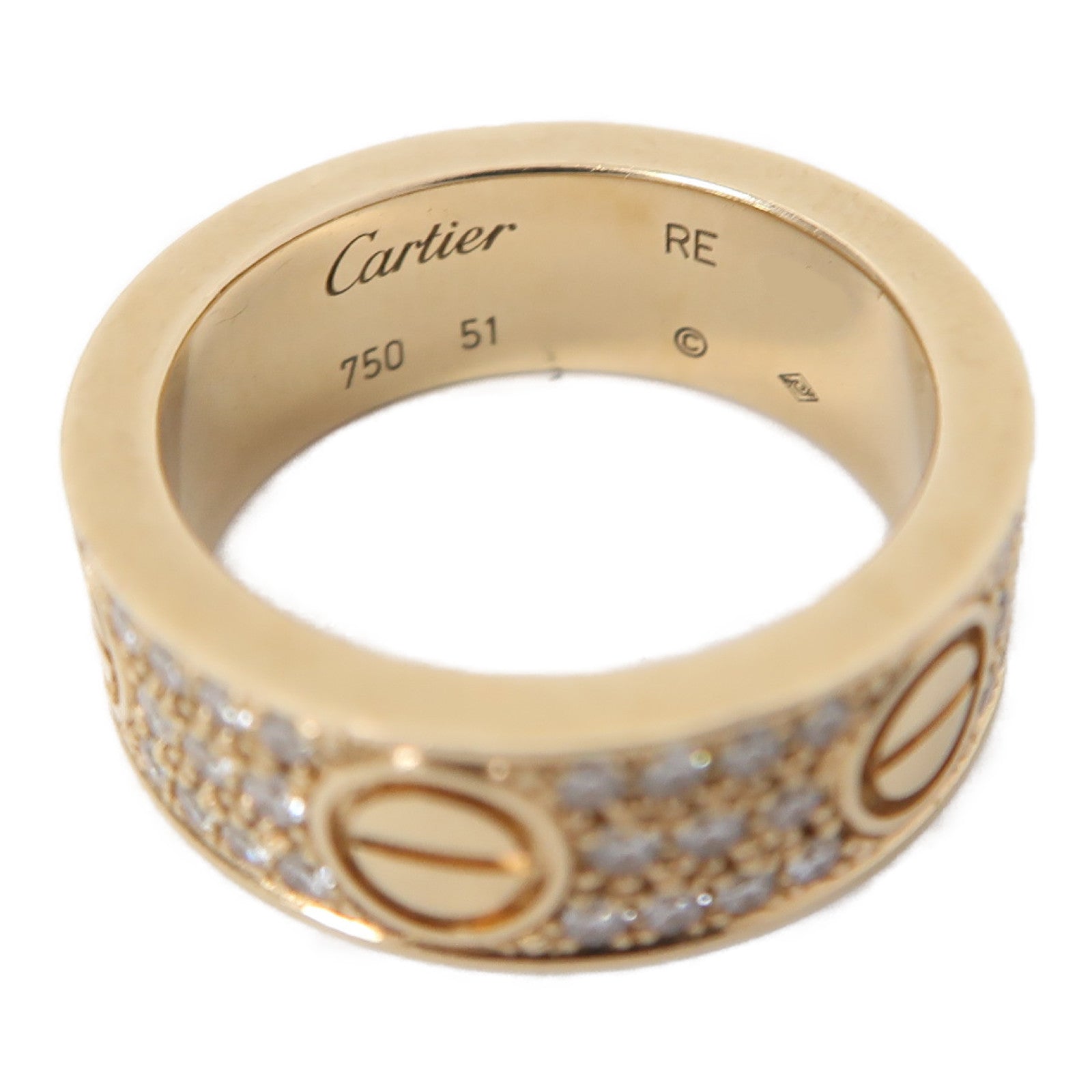 CARTIER 18K金Love Ring Diamond Paved戒指US#5.75 #51
