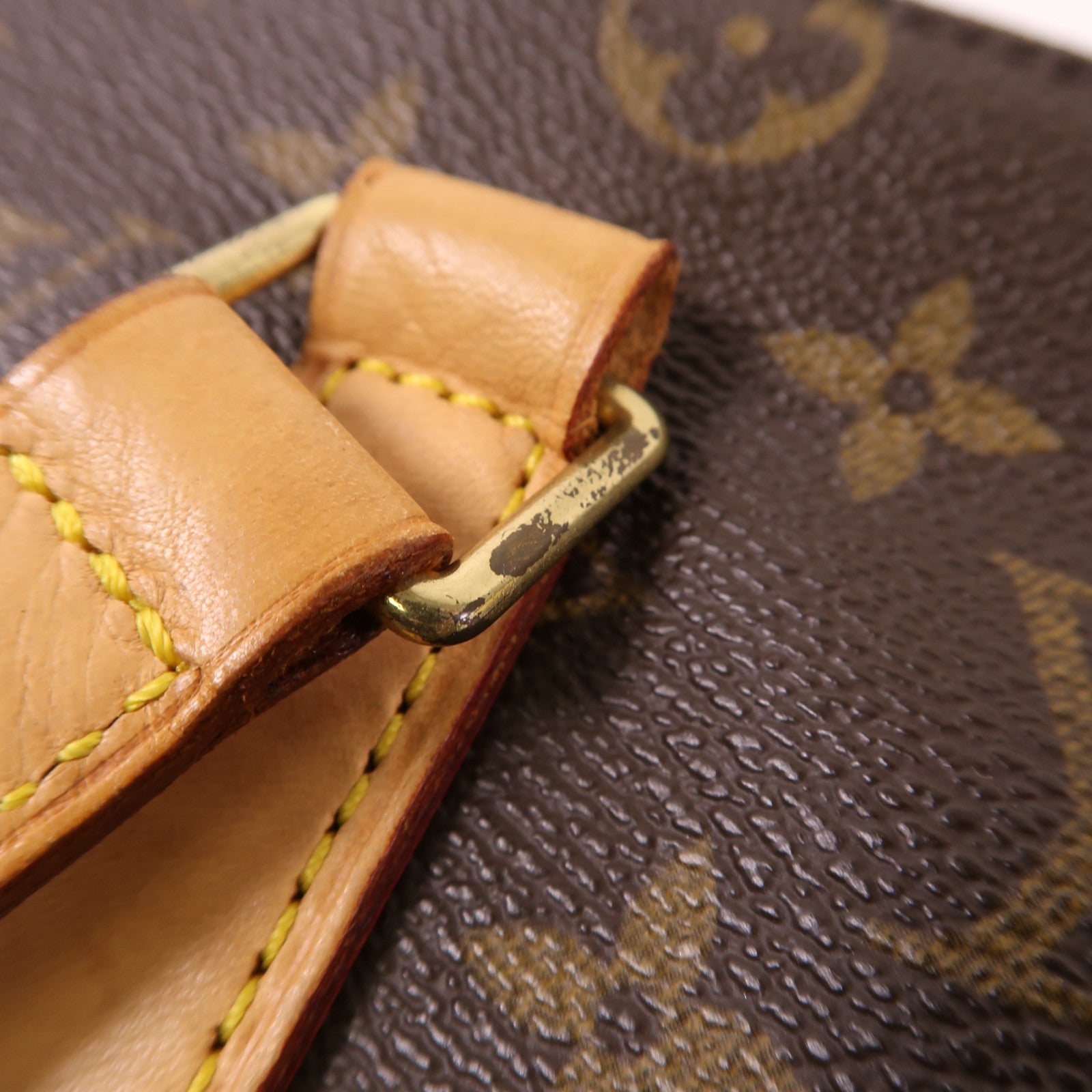 LOUIS VUITTON Monogram Cabas Mezzo金扣肩背袋棕色