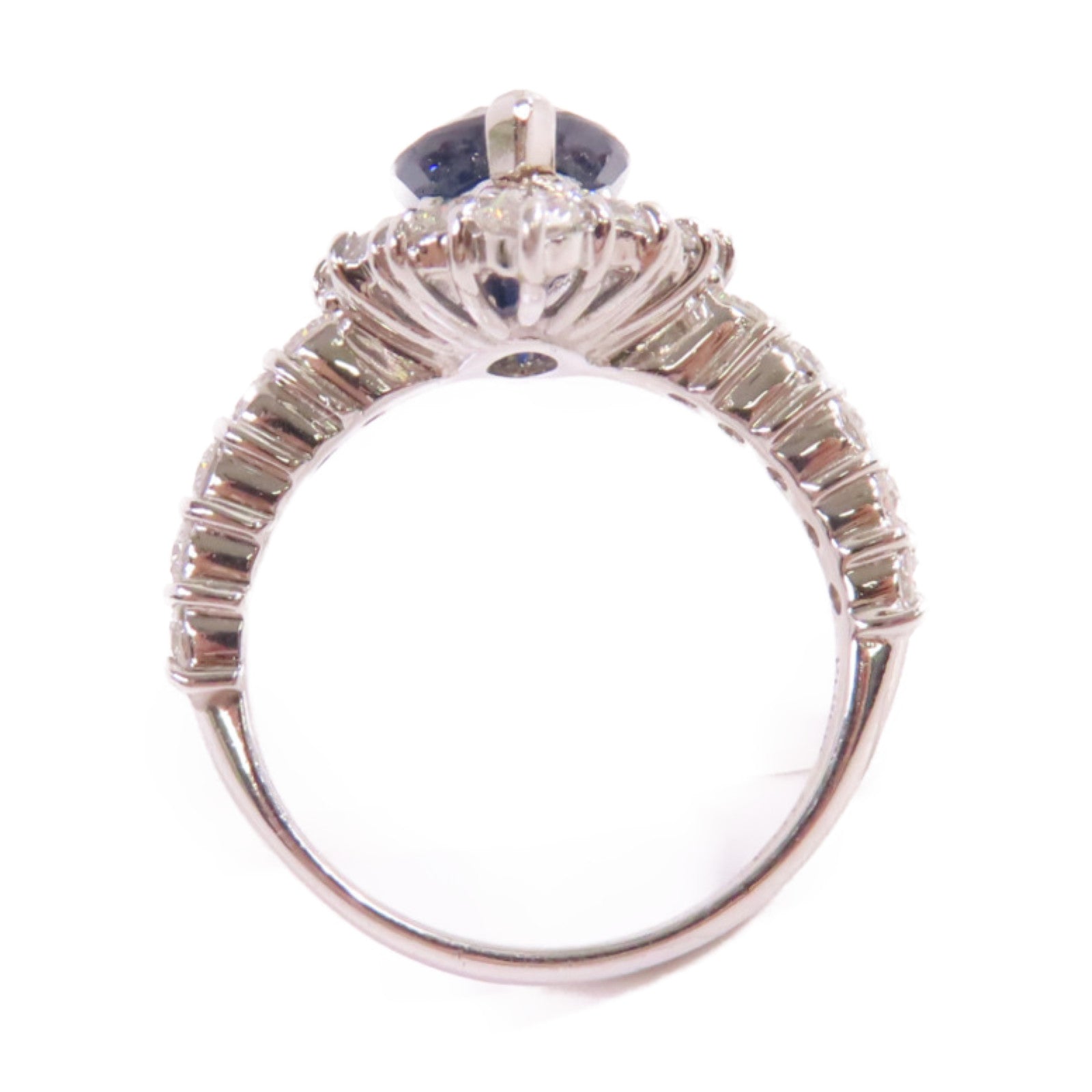 JEWELRY PT900鉑金/3.21ct藍寶石/1.83ct鑽石Sapphire Diamond Ring戒指US#6.75