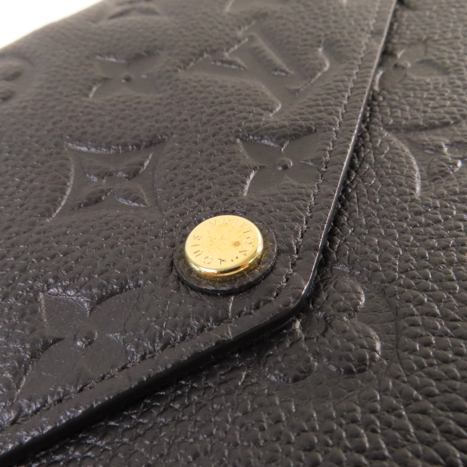LOUIS VUITTON Monogram Empreinte Felicie Pochette Shoulder Bag金扣鏈帶肩背袋黑色