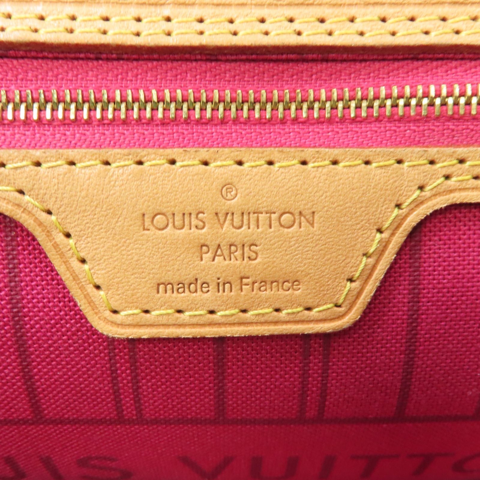 LOUIS VUITTON Monogram Neverfull MM金扣手挽袋棕色
