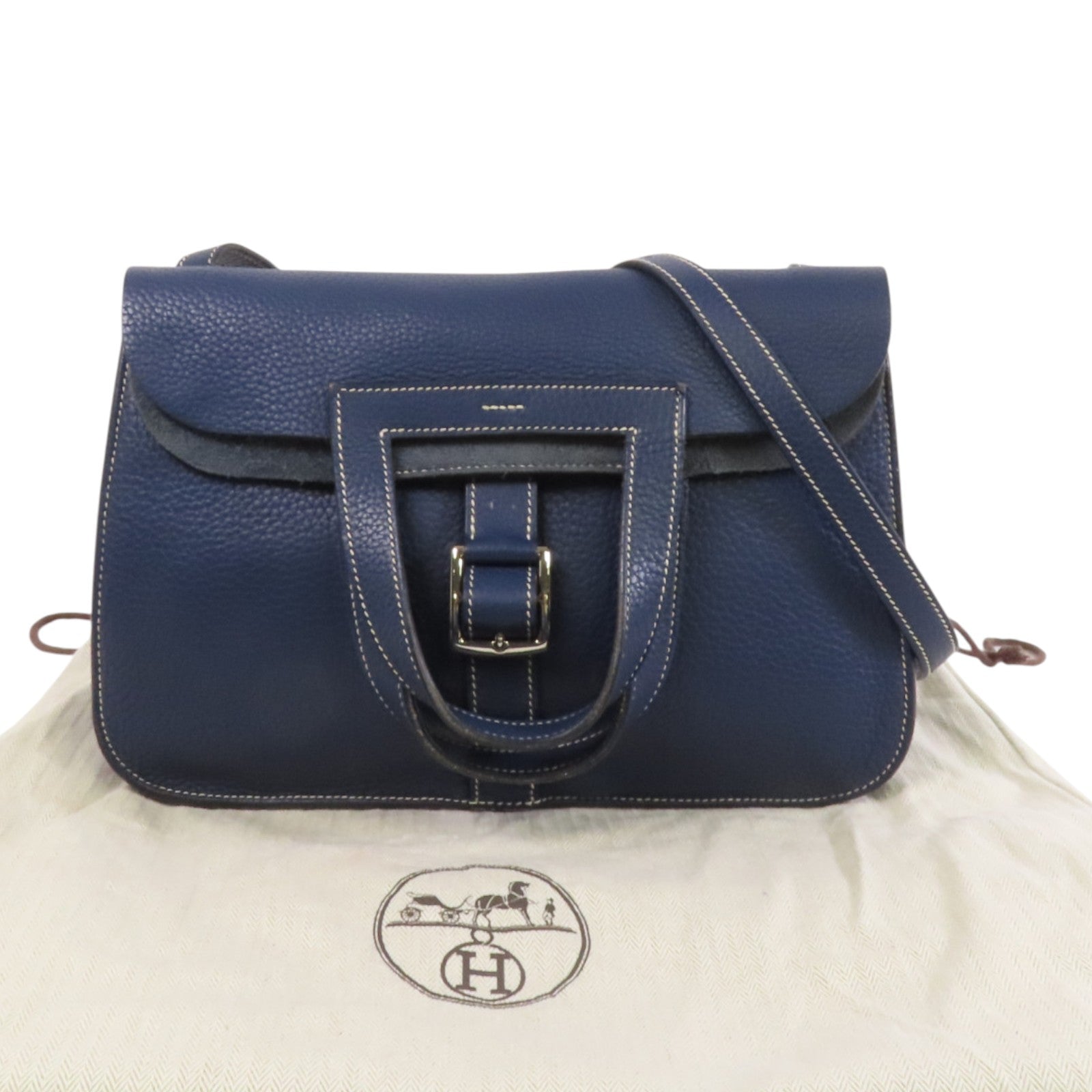 HERMES Clemence皮革Halzan 31銀扣肩背袋