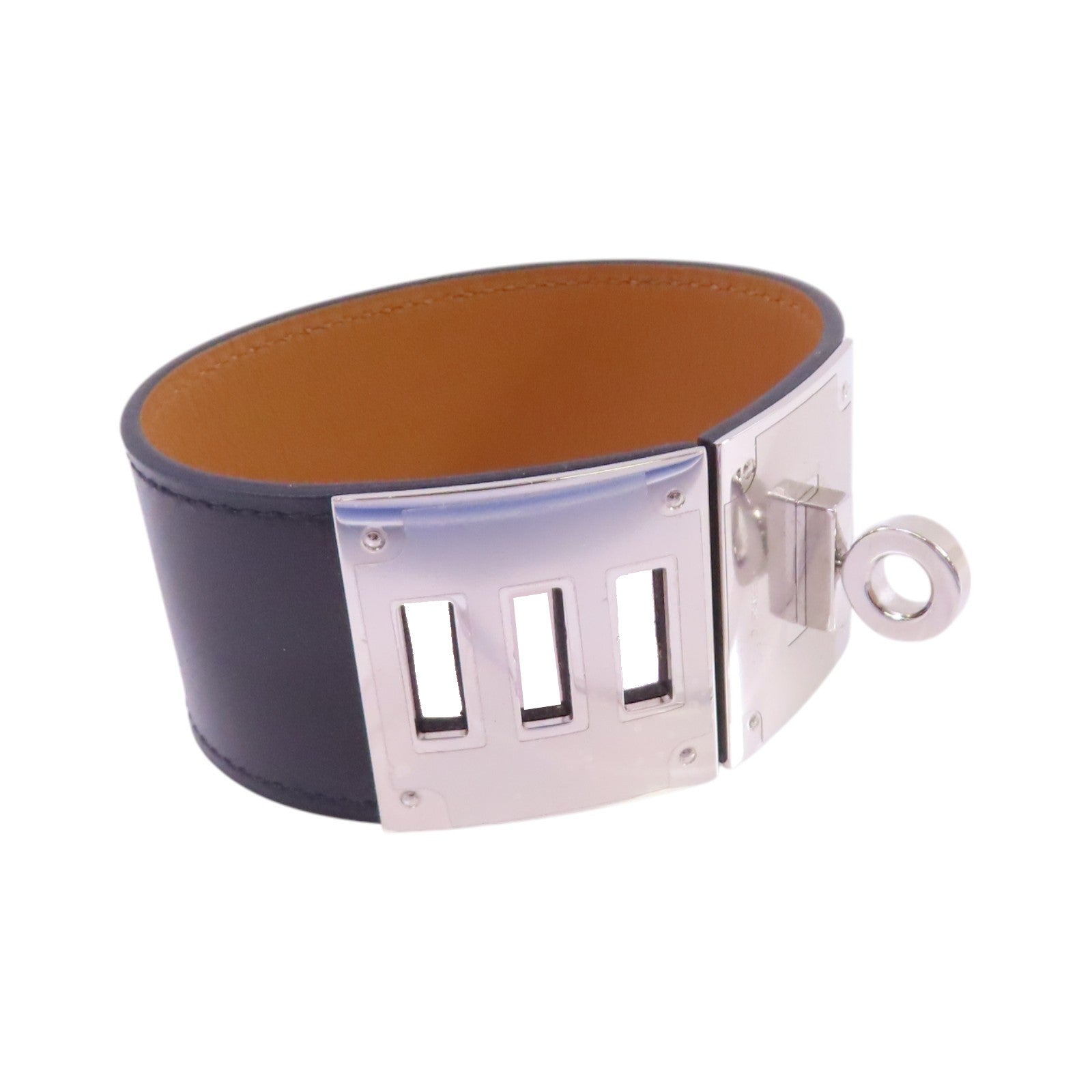 HERMES Box皮革Kelly Dog Bangle銀扣手鐲