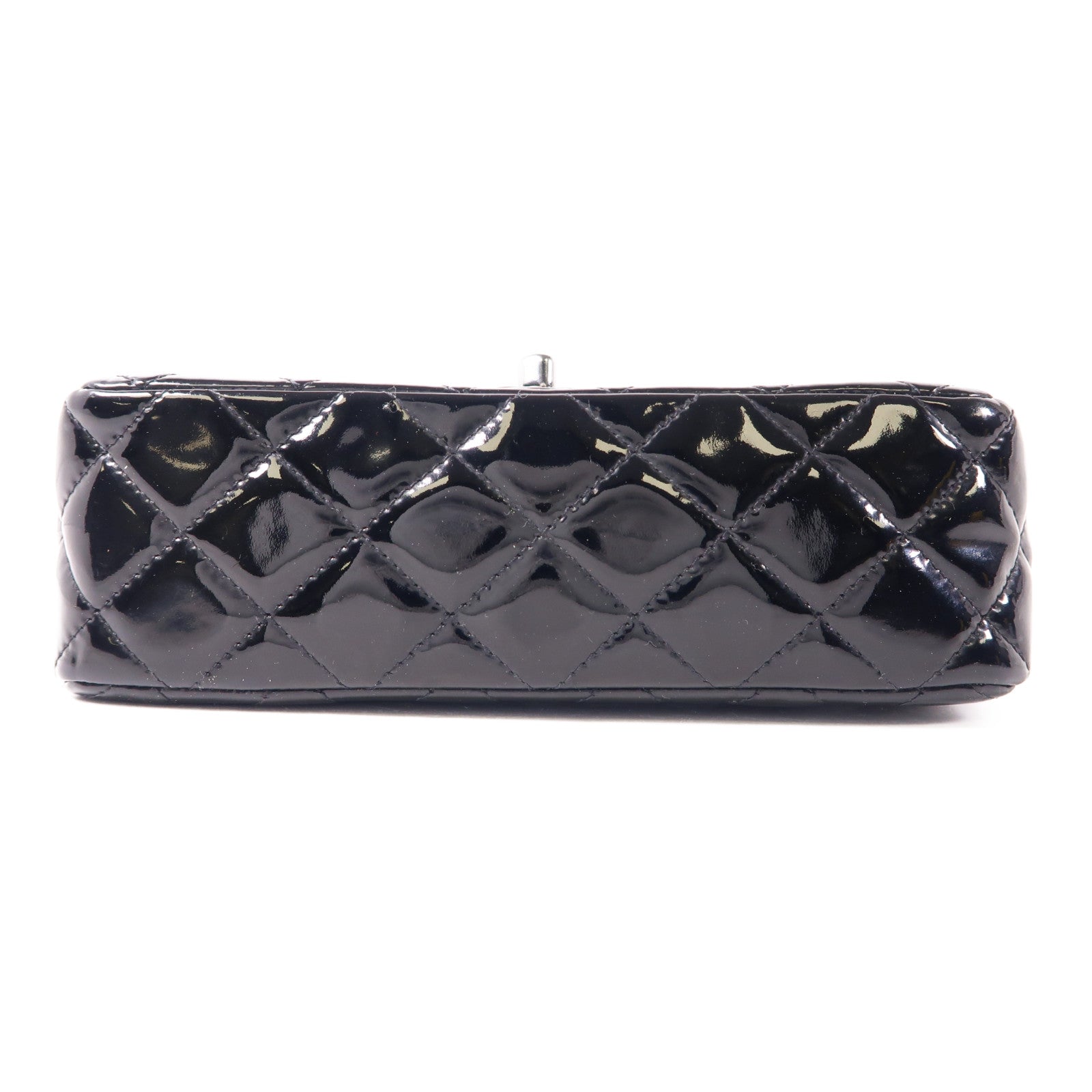 CHANEL 漆皮皮革Mini Classic 20銀扣鏈帶肩背袋