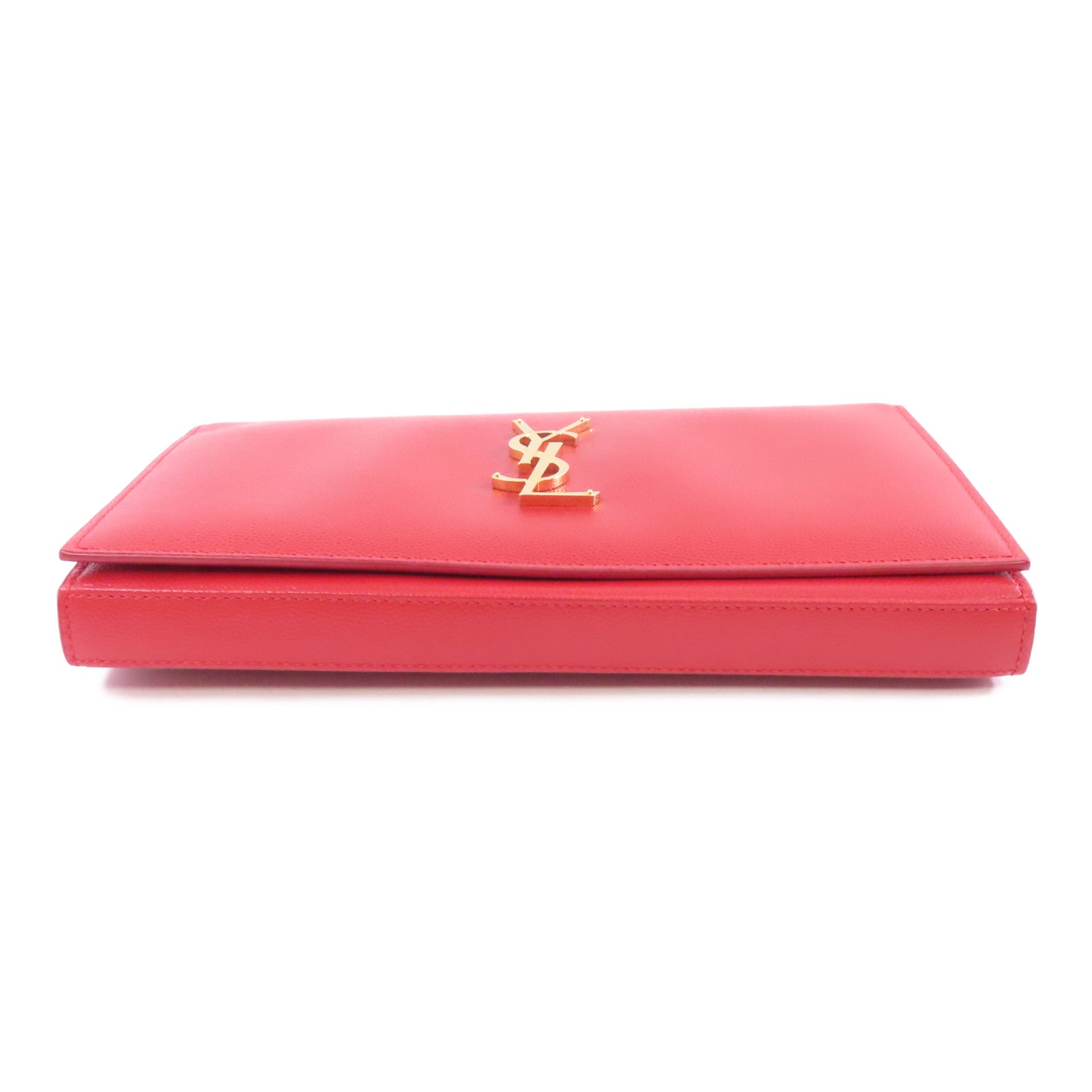 SAINT LAURENT 牛皮皮革Wallet On Chain金扣鏈帶肩背袋紅色