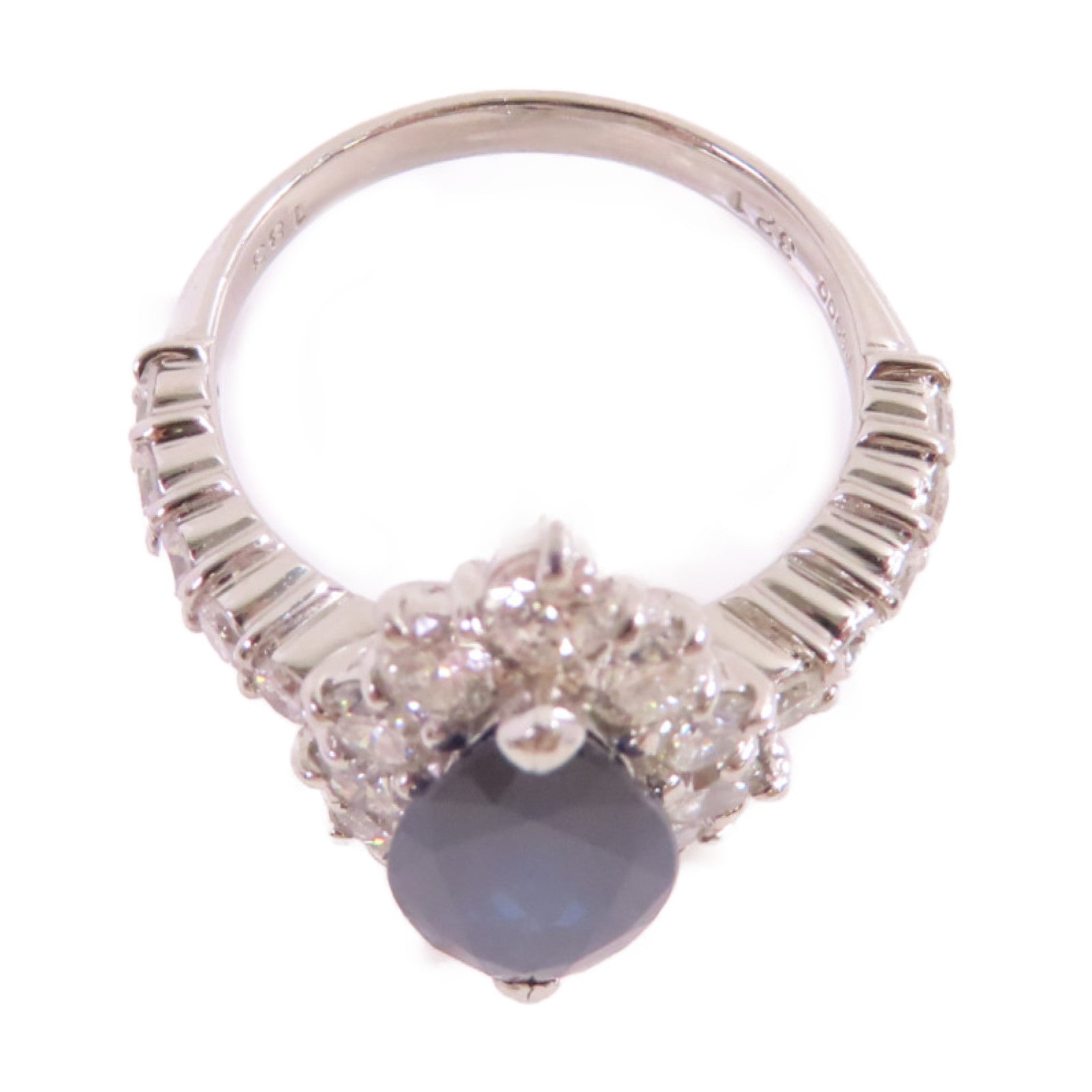 JEWELRY PT900鉑金/3.21ct藍寶石/1.83ct鑽石Sapphire Diamond Ring戒指US#6.75