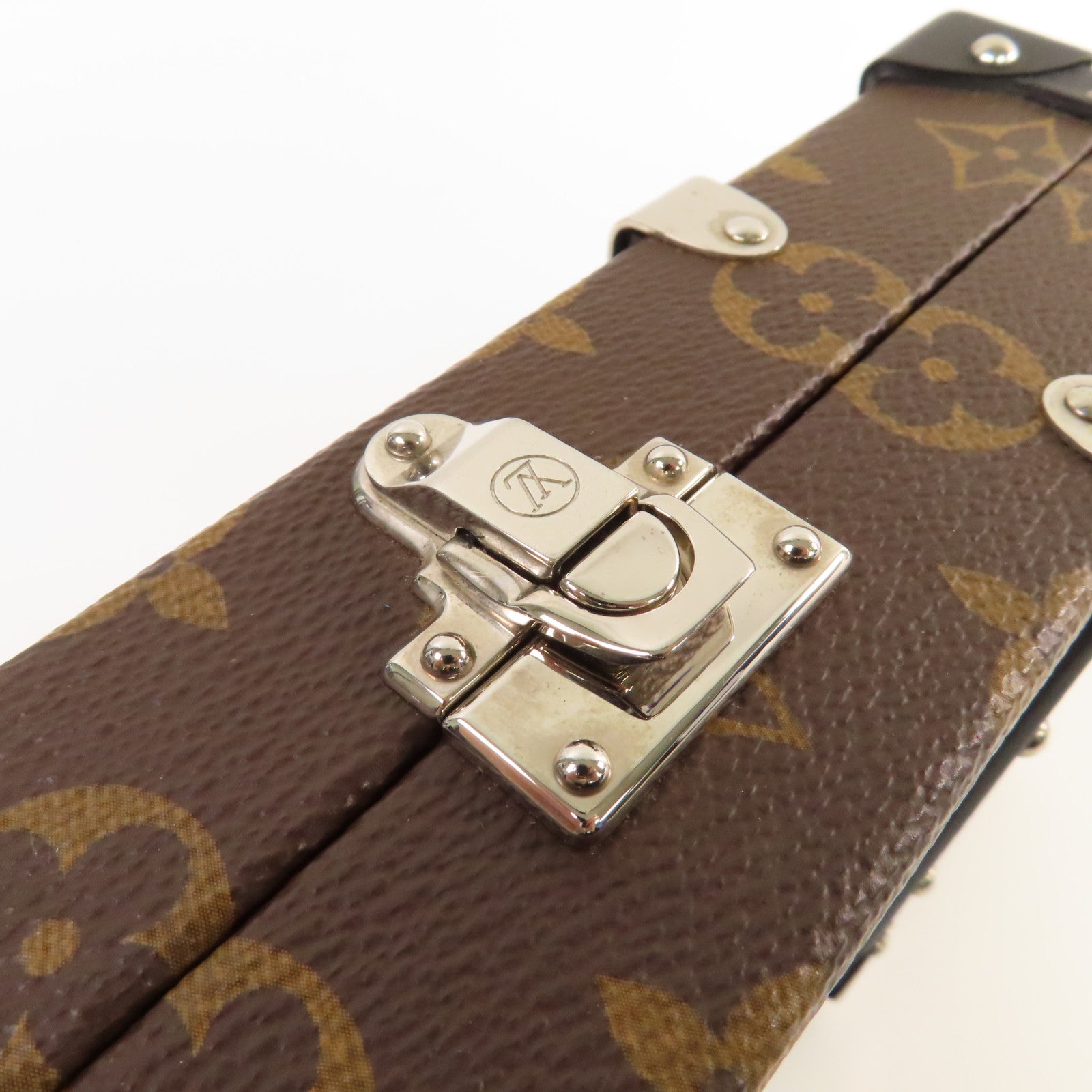 LOUIS VUITTON 【均一特價】Monogram Macassar Wallet Trunk Clutch Pouch銀扣手拿包啡色/黑色