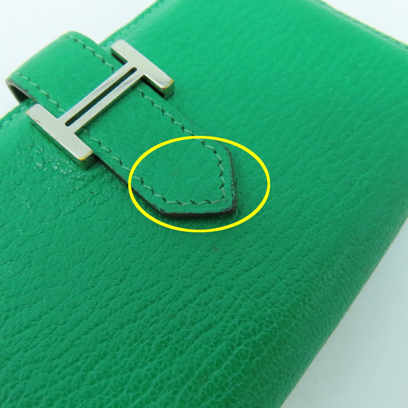 HERMES 【激減優惠】Chevre皮革Bearn Card Case銀扣卡片套綠色