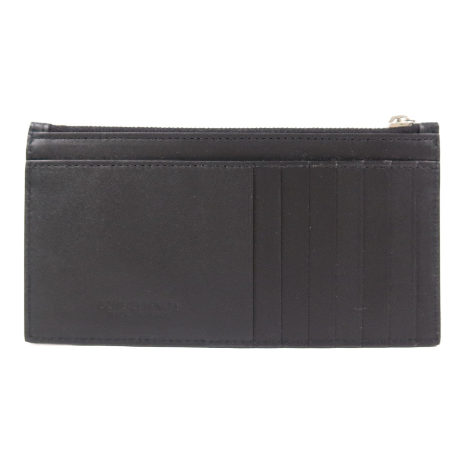BOTTEGA VENETA 【激減優惠】牛皮皮革Zip Card Case銀扣卡片套