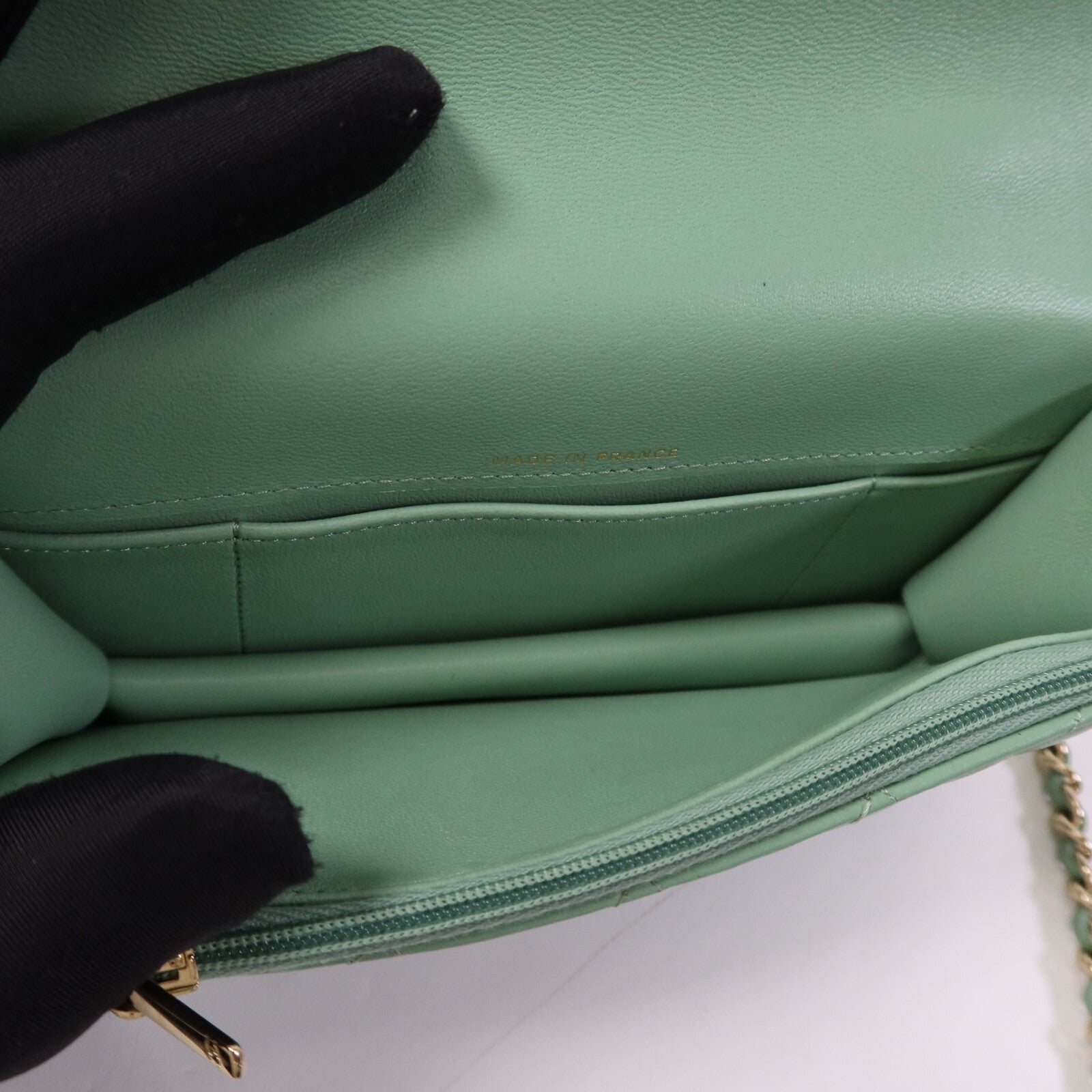 CHANEL 羊皮皮革WOC Wallet On Chain With Handle金扣鏈帶手挽肩背兩用袋