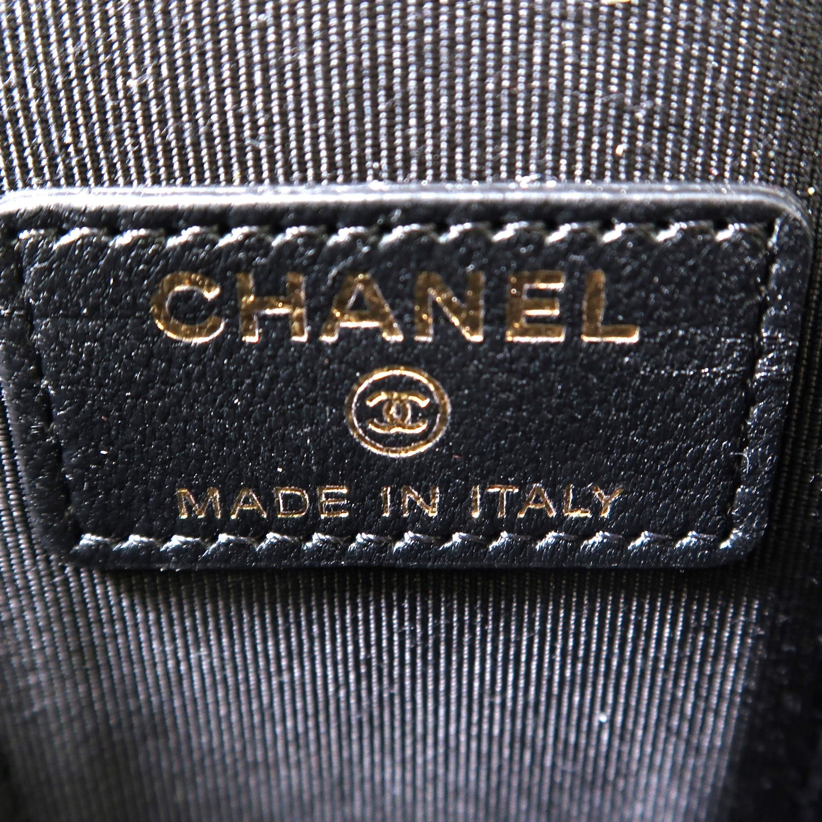 CHANEL 菱格羊皮皮革Vanity金扣鏈帶肩背袋黑色