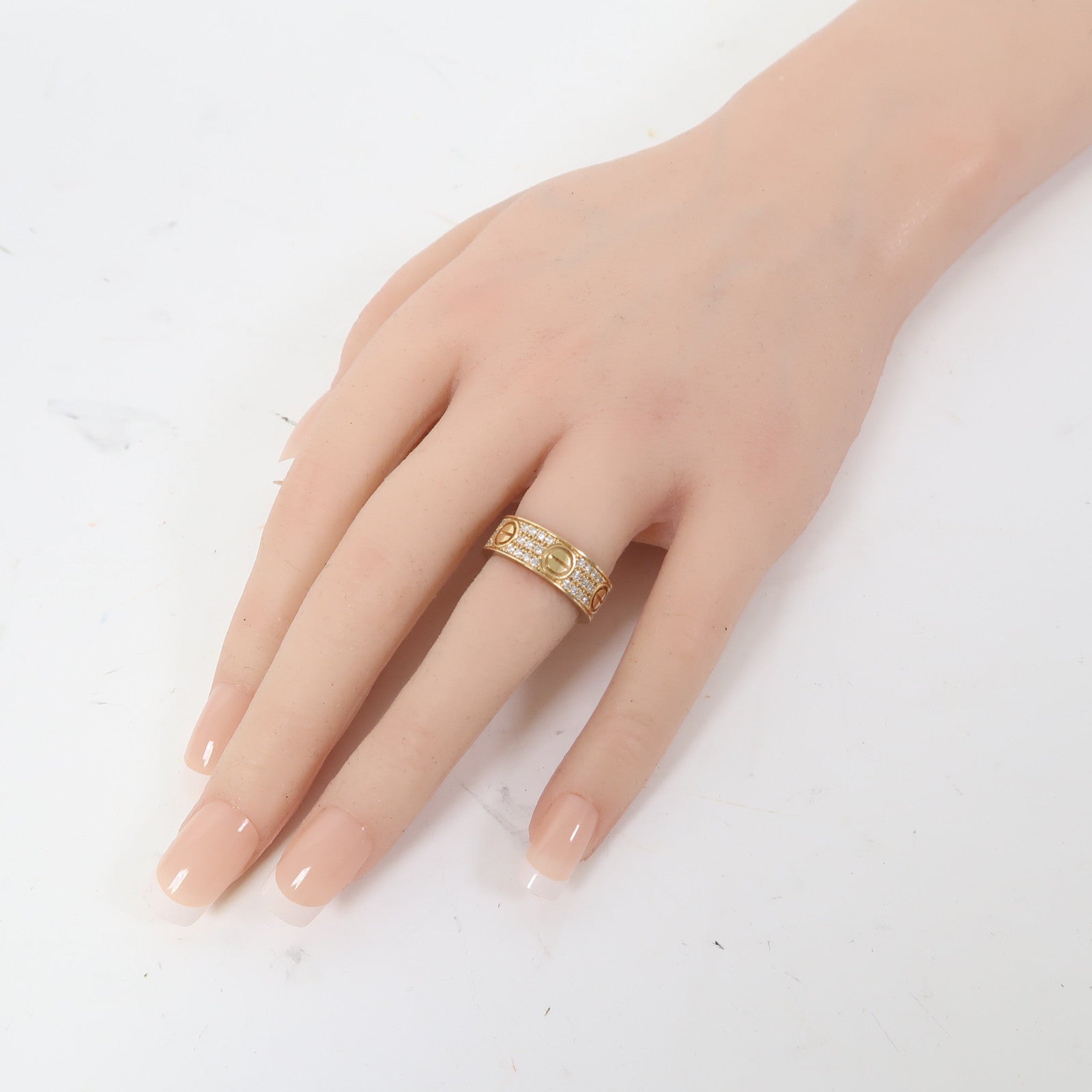 CARTIER 18K金Love Ring Diamond Paved戒指US#5.75 #51