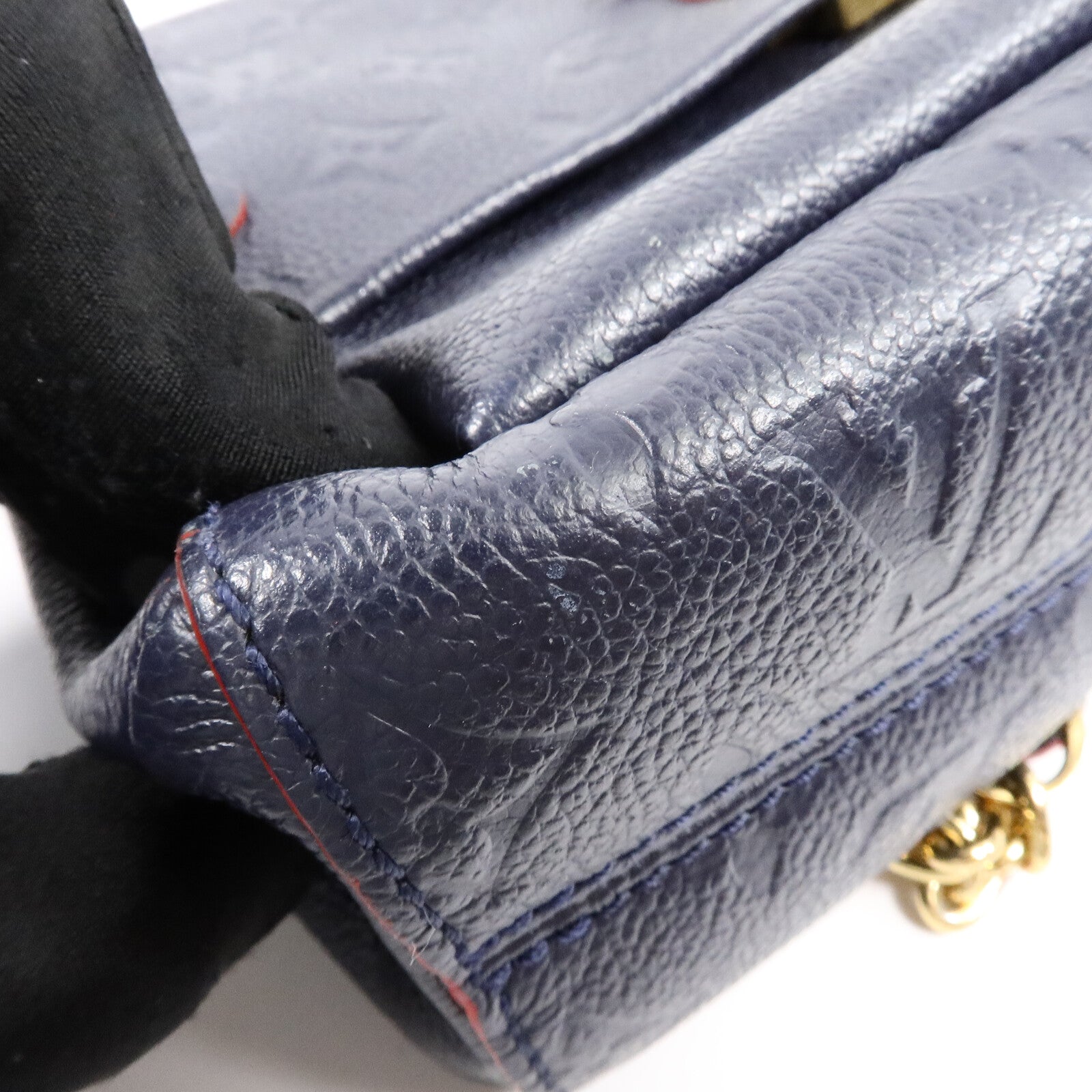 LOUIS VUITTON Monogram Empreinte Vavin PM金扣肩背袋深藍色