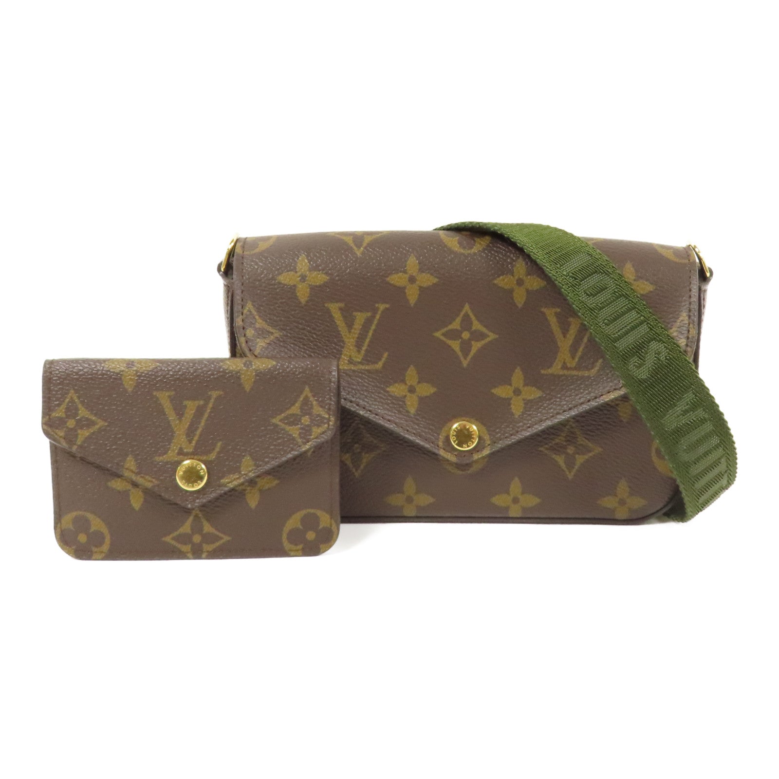LOUIS VUITTON LV GHW Felicie Strap & Go Shoulder Bag M80091 Monogram Brown/Green