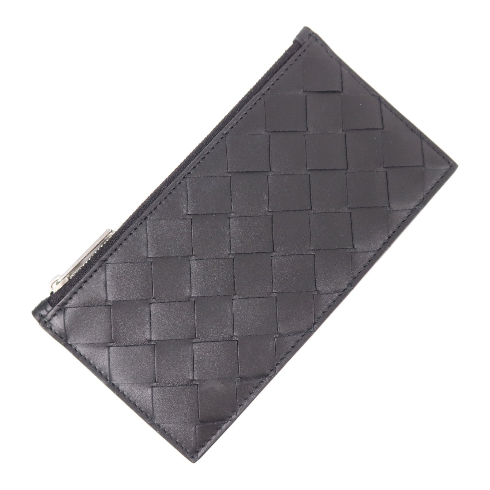 BOTTEGA VENETA 牛皮皮革Zip Card Case銀扣卡片套