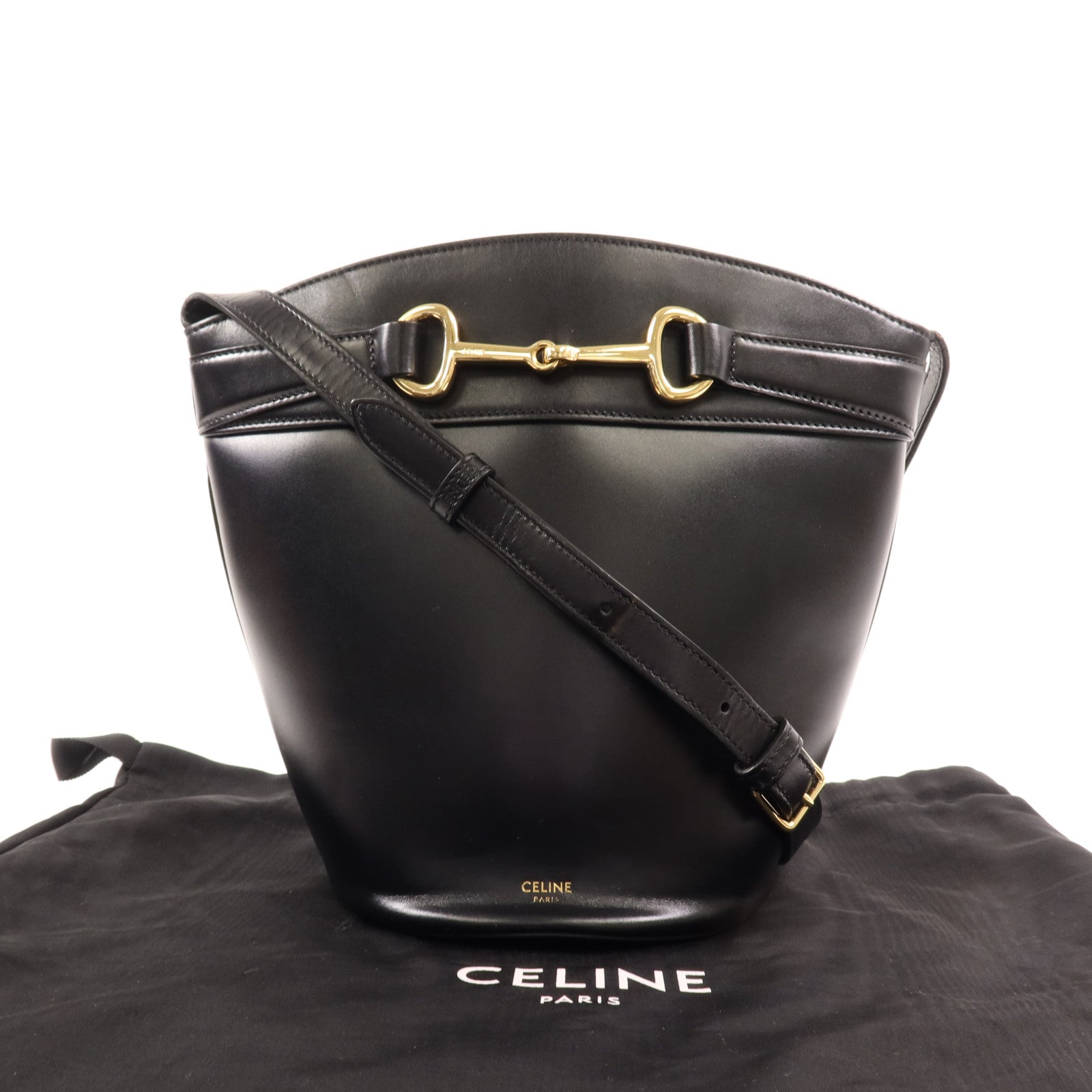 CELINE 牛皮皮革Bucket Bag金扣肩背袋
