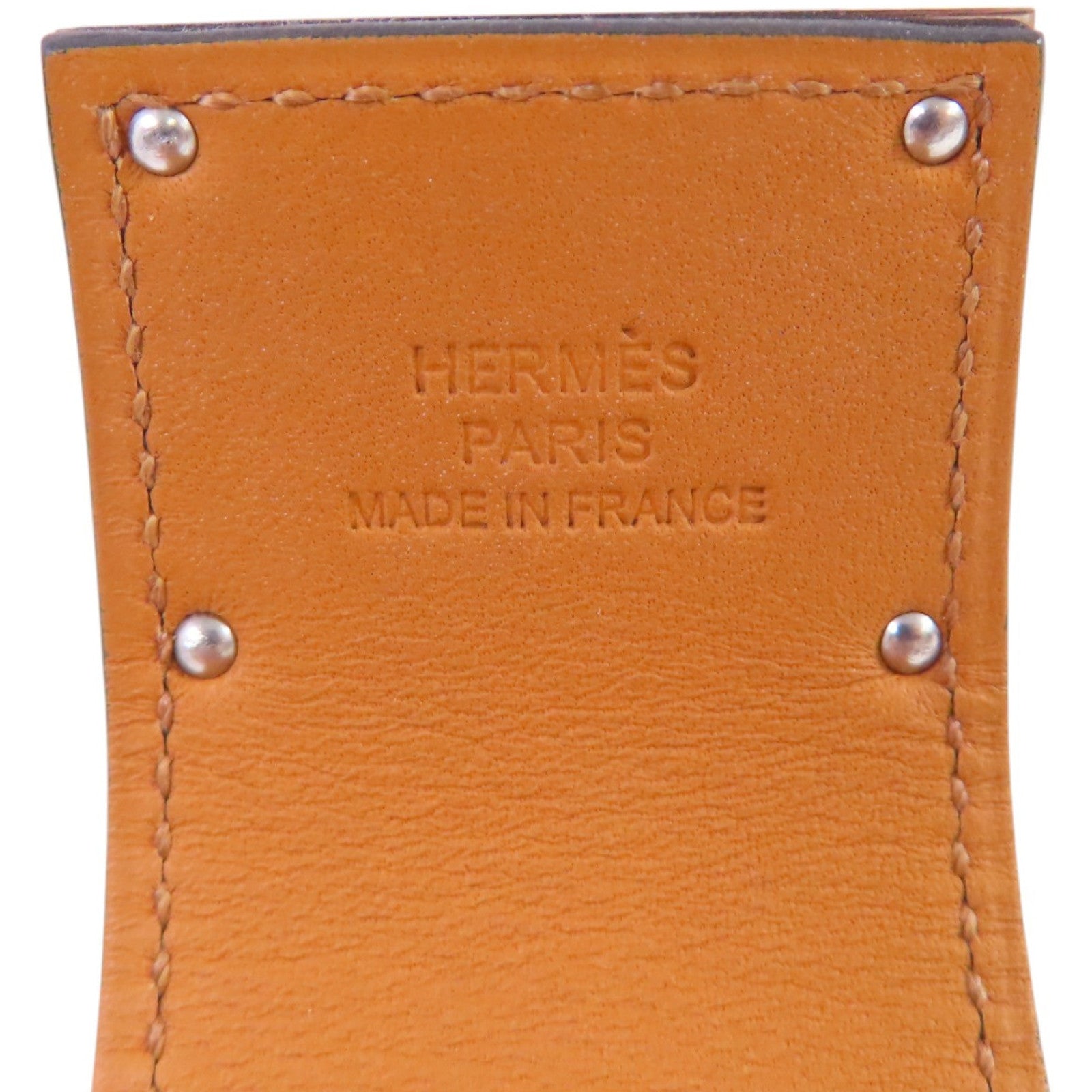 HERMES Box皮革Kelly Dog Bangle銀扣手鐲