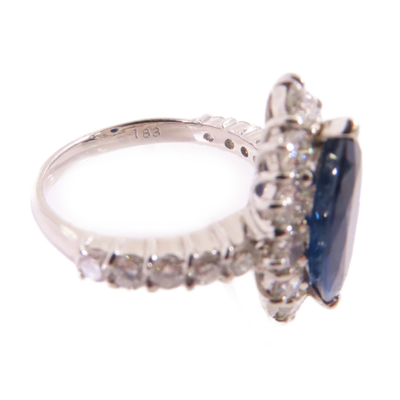 JEWELRY PT900鉑金/3.21ct藍寶石/1.83ct鑽石Sapphire Diamond Ring戒指US#6.75