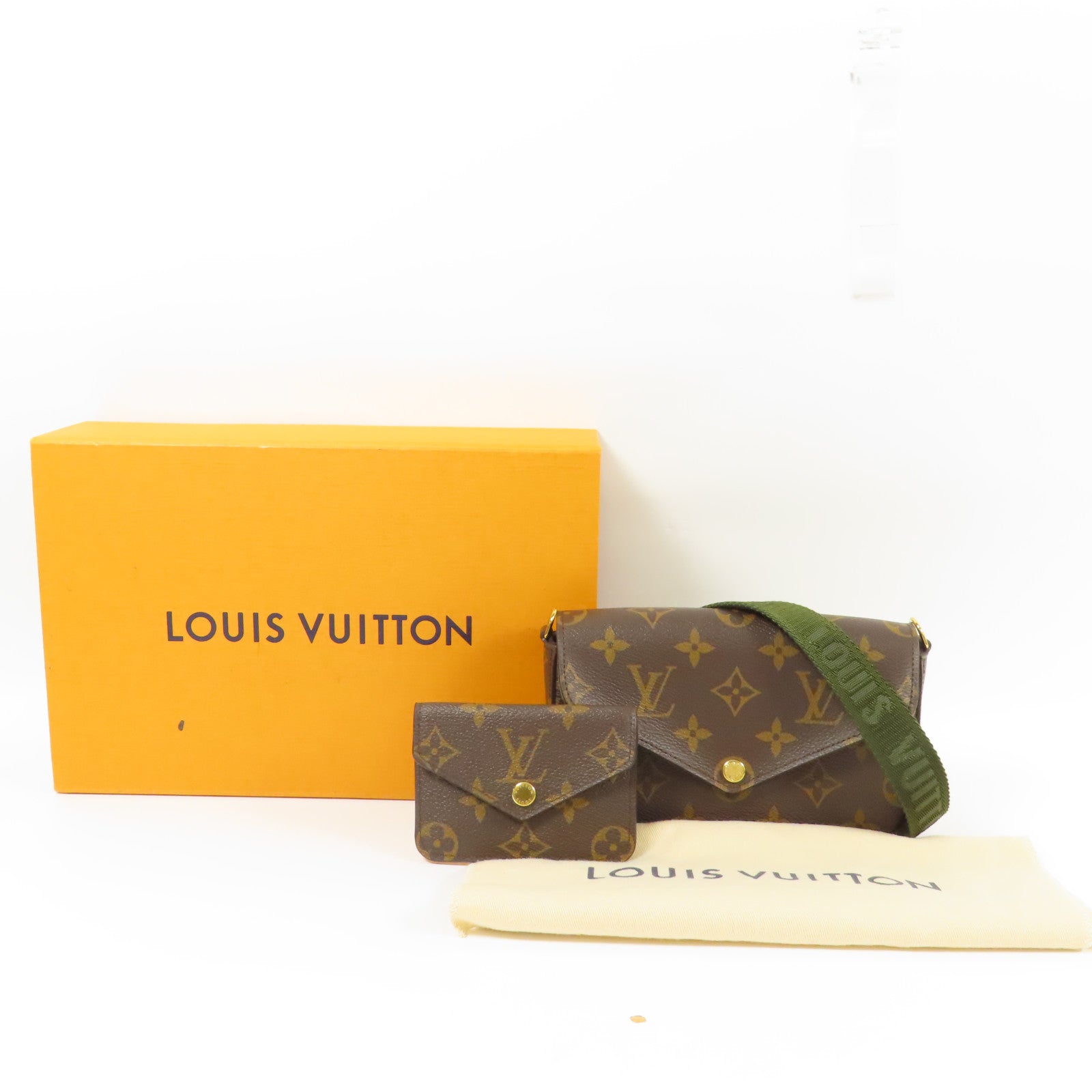 LOUIS VUITTON LV GHW Felicie Strap & Go Shoulder Bag M80091 Monogram Brown/Green