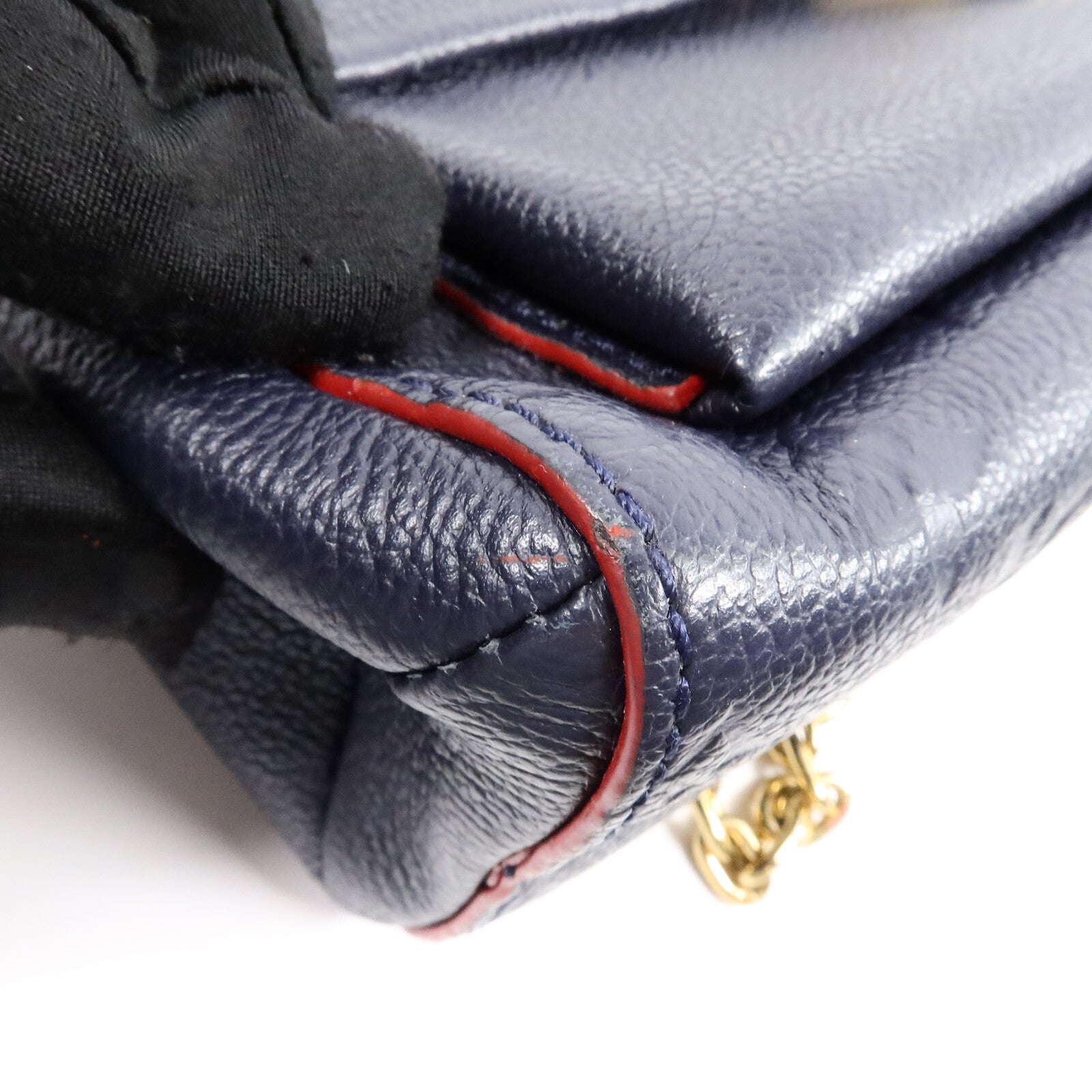 LOUIS VUITTON Monogram Empreinte Vavin PM金扣肩背袋深藍色