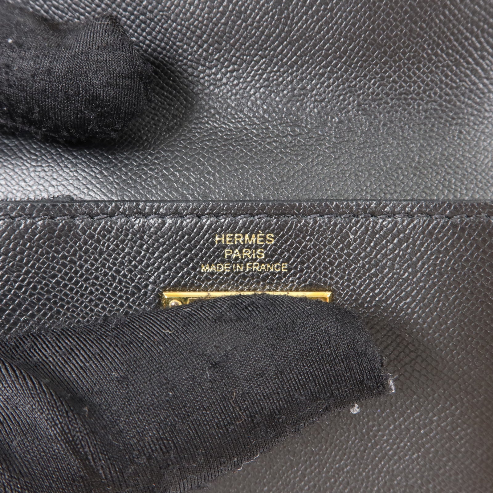 HERMES Madame皮革Kelly Pocket Compact Wallet金扣錢包Noir