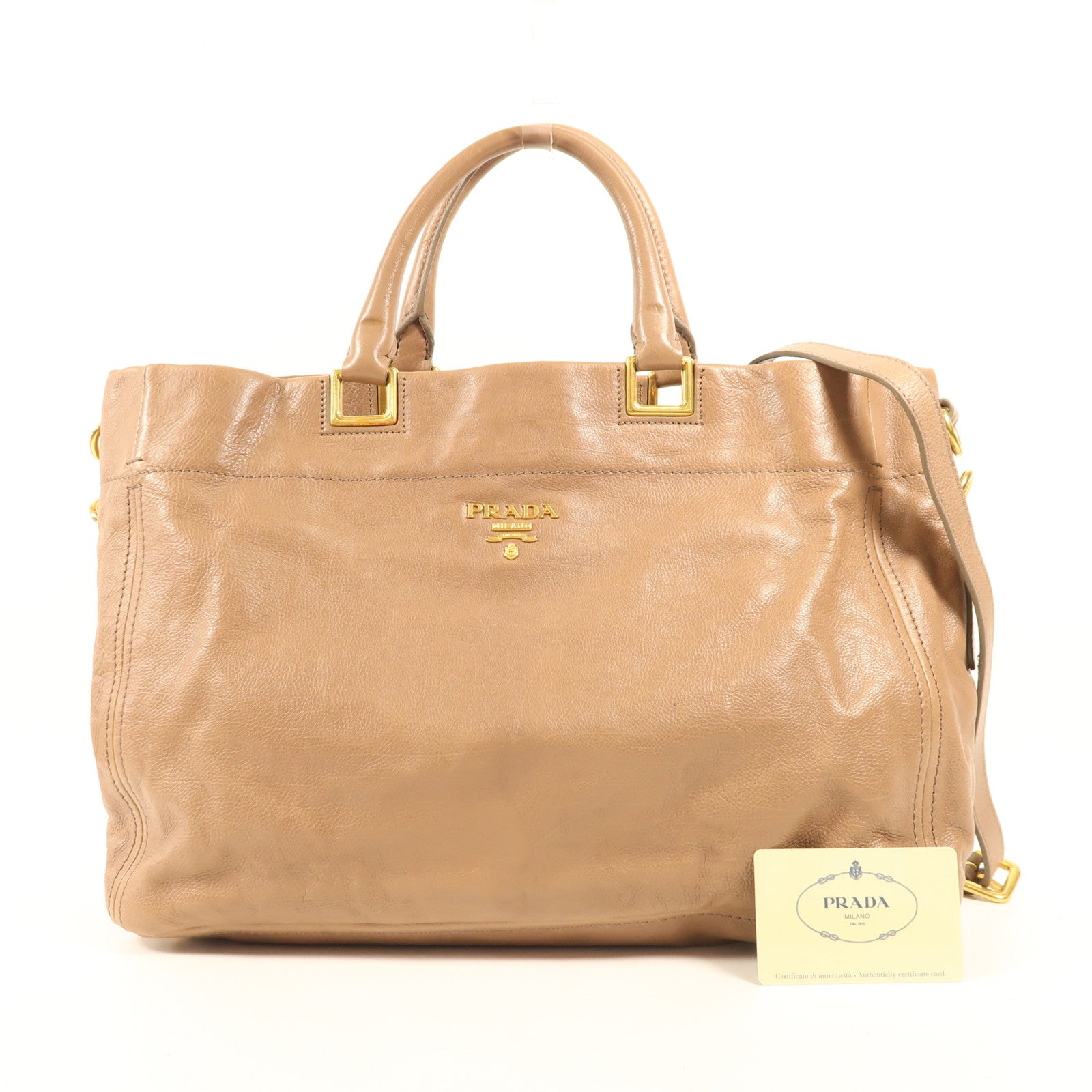 PRADA 牛皮皮革2 Way Shoulder Bag金扣手挽肩背兩用袋