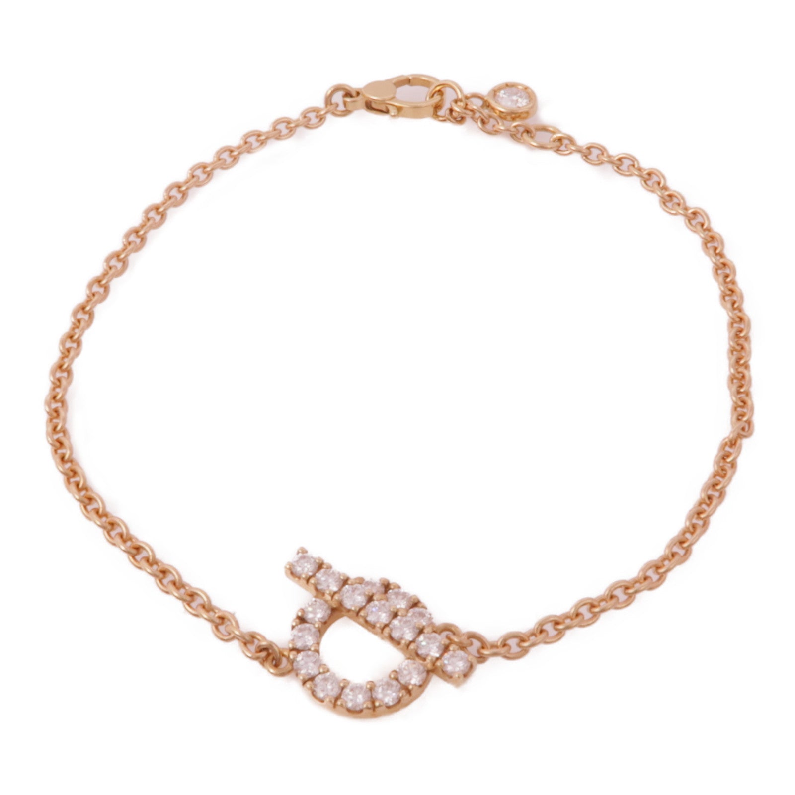 HERMES 18K玫瑰金/鑽石Finesse Bracelet手鏈