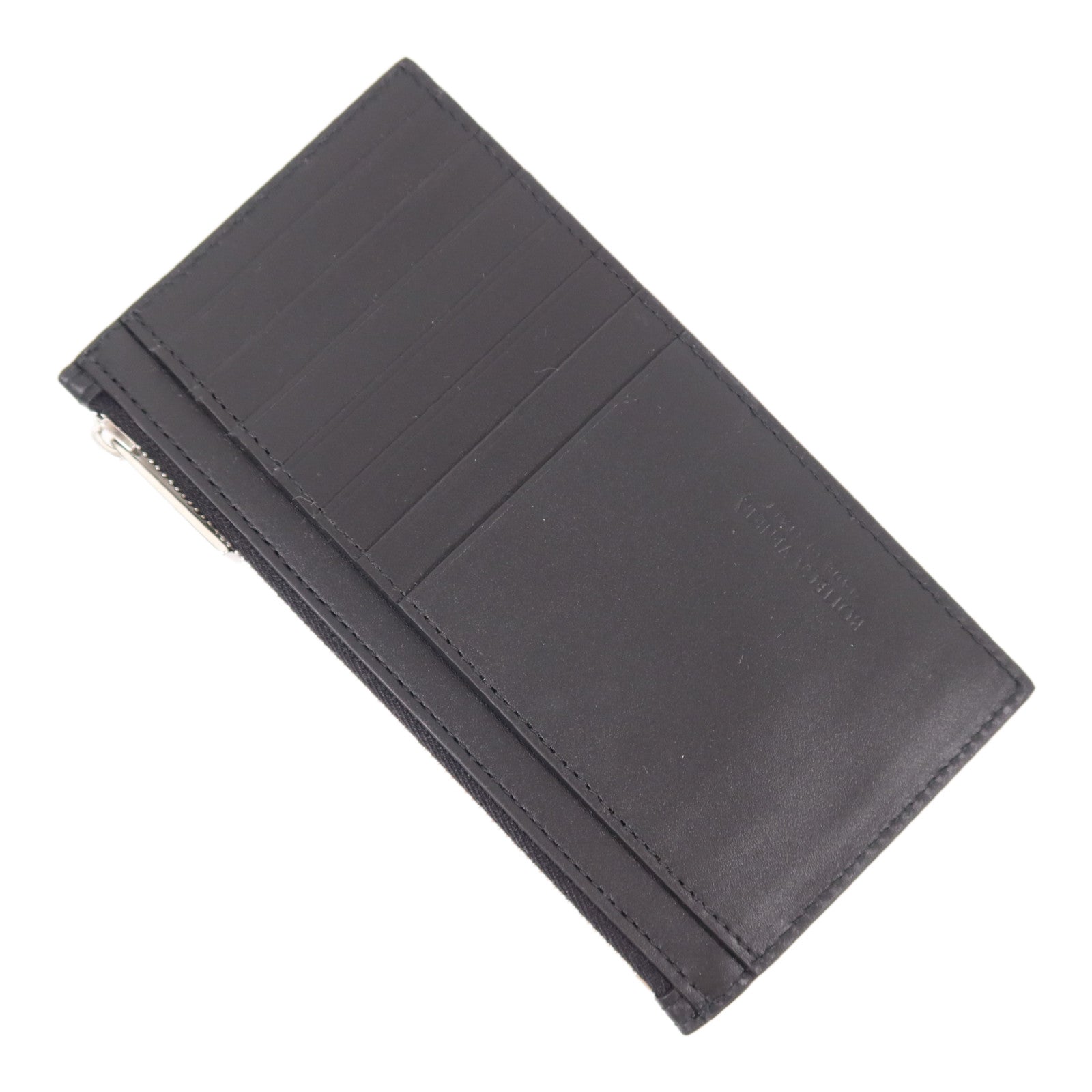 BOTTEGA VENETA BV SHW Zip Card Case Calfskin Leather Black