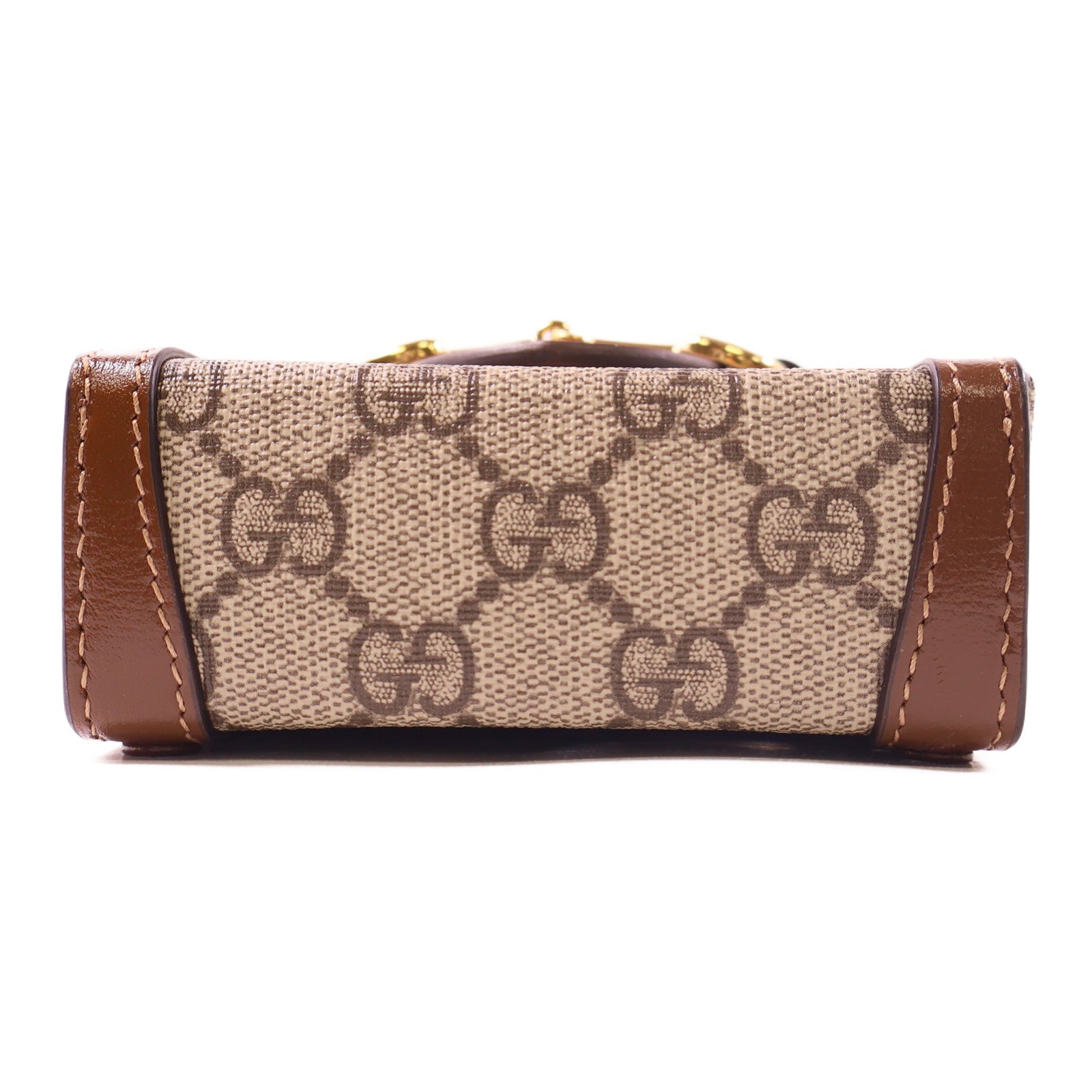 GUCCI 塗層帆布Horsebit 1955 Mini Bag金扣肩背袋棕色