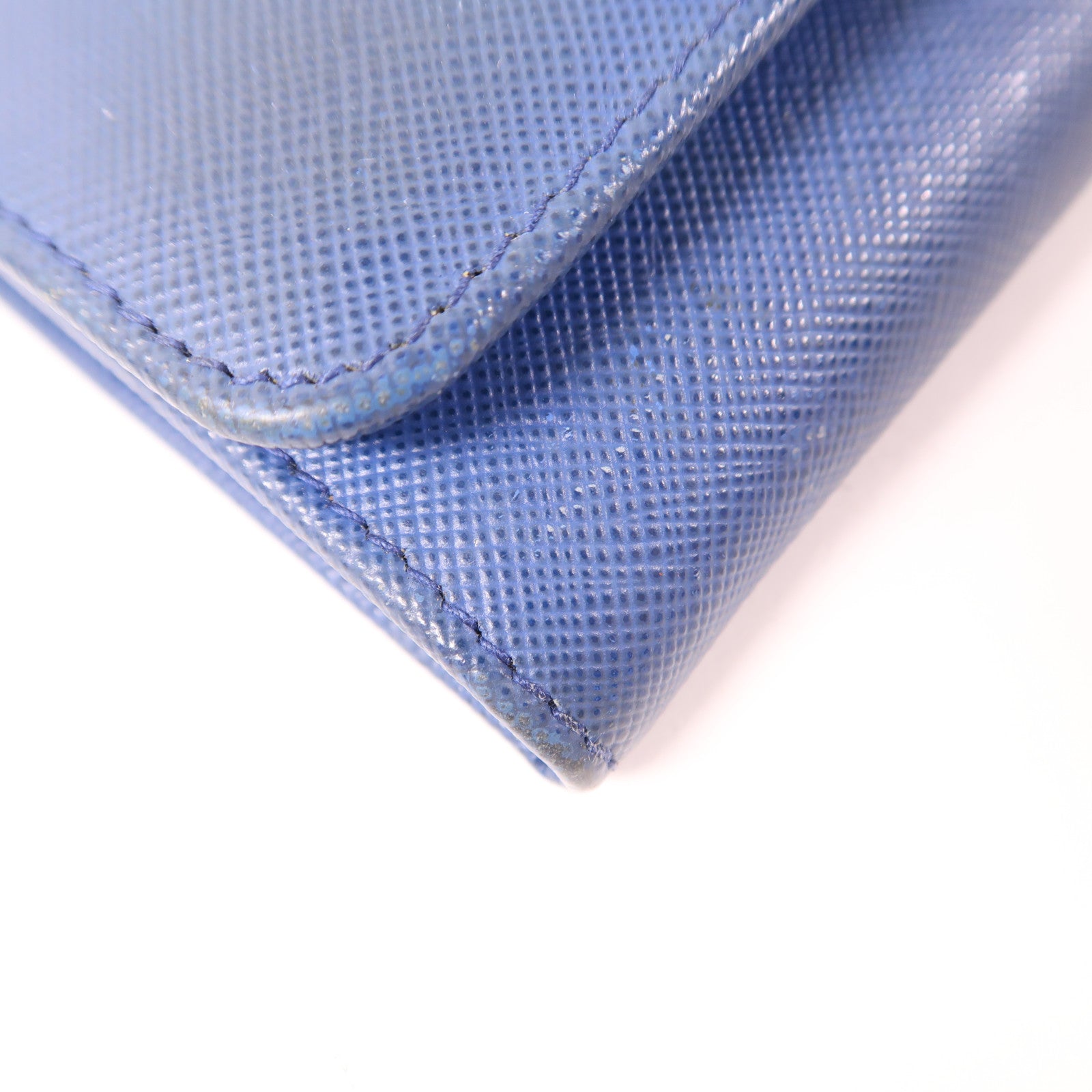 PRADA GHW Long Wallet 1M1132 Calfskin Leather Blue