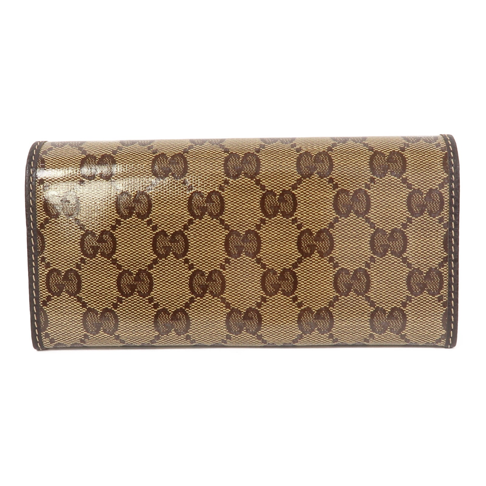 GUCCI 皮革Long Wallet金扣長錢包啡色
