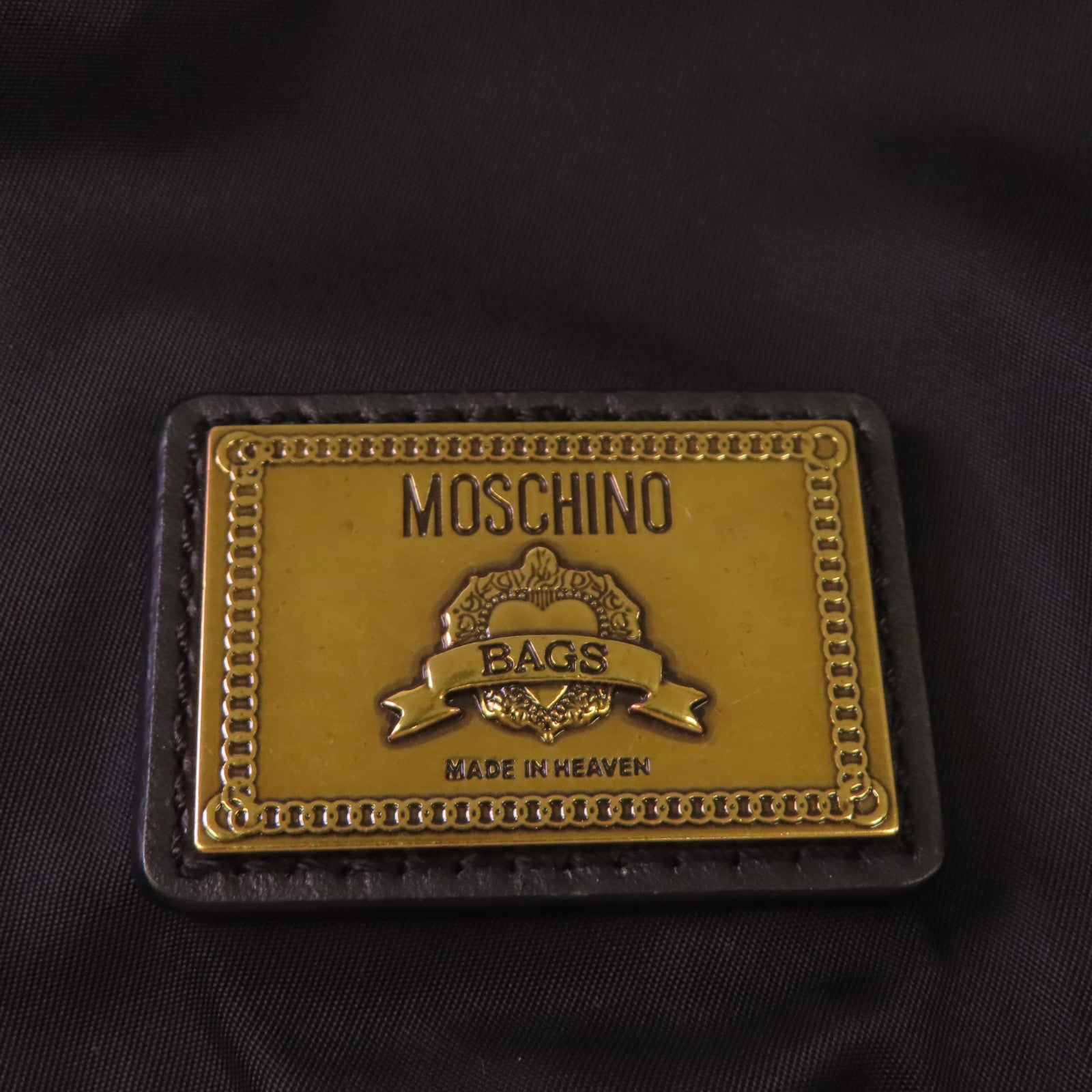 MOSCHINO 尼龍Backpack金扣背包黑色